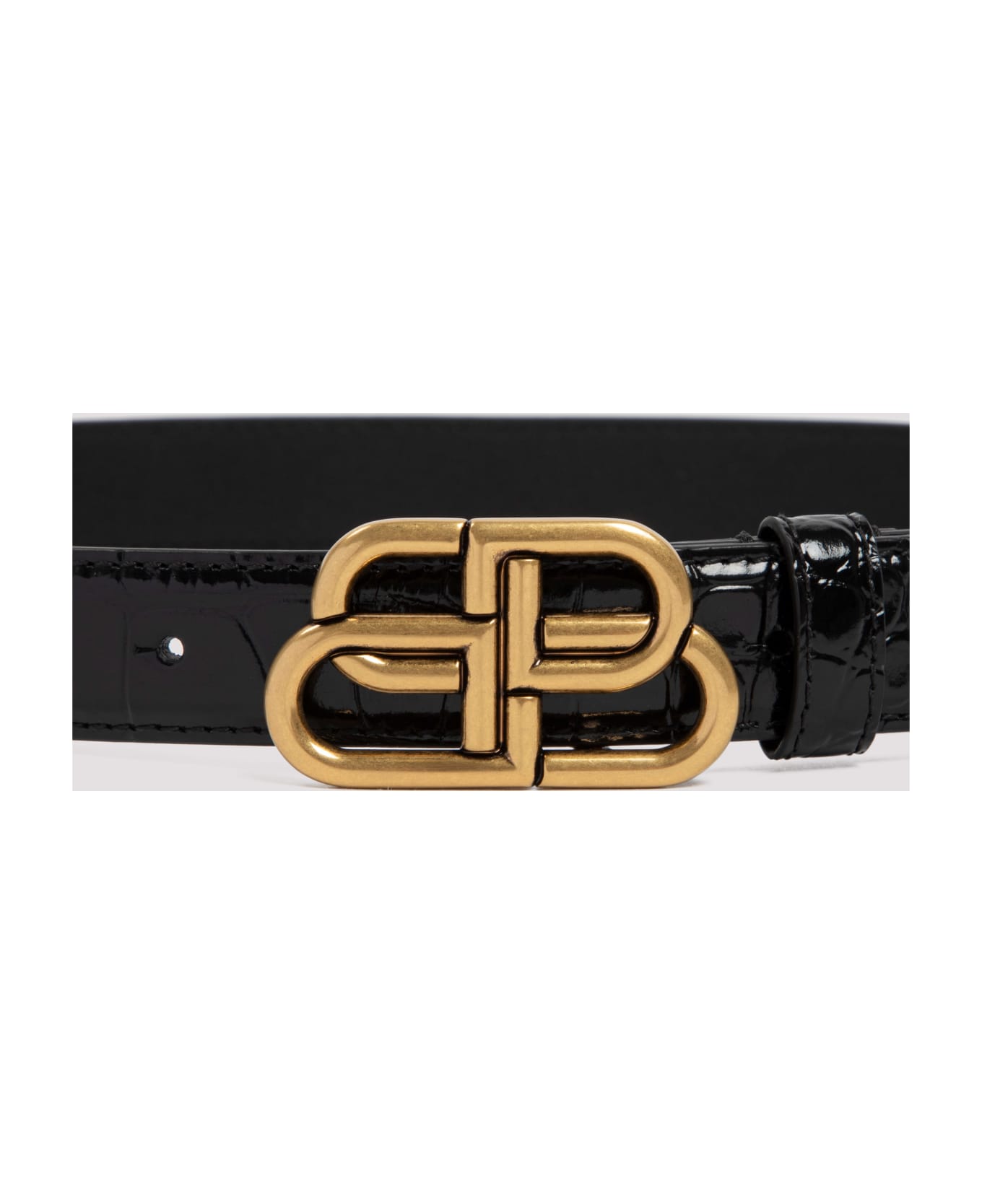 Balenciaga Black Leather Bb Belt - 1000
