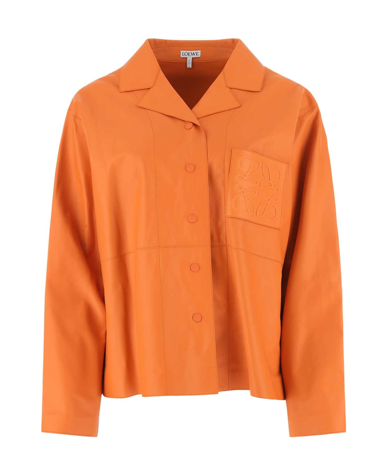 Loewe Orange Leather Oversize Shirt - ORANGE