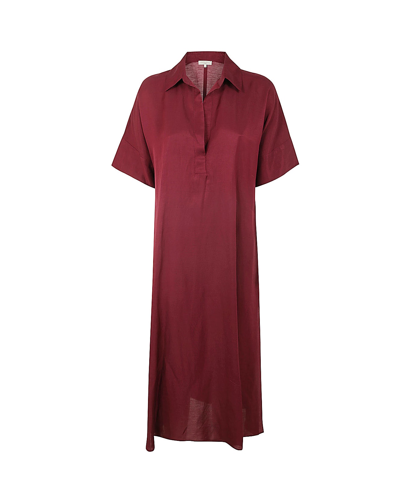 Antonelli Nemo Short Sleeves Long Dress - Bordeaux ワンピース＆ドレス