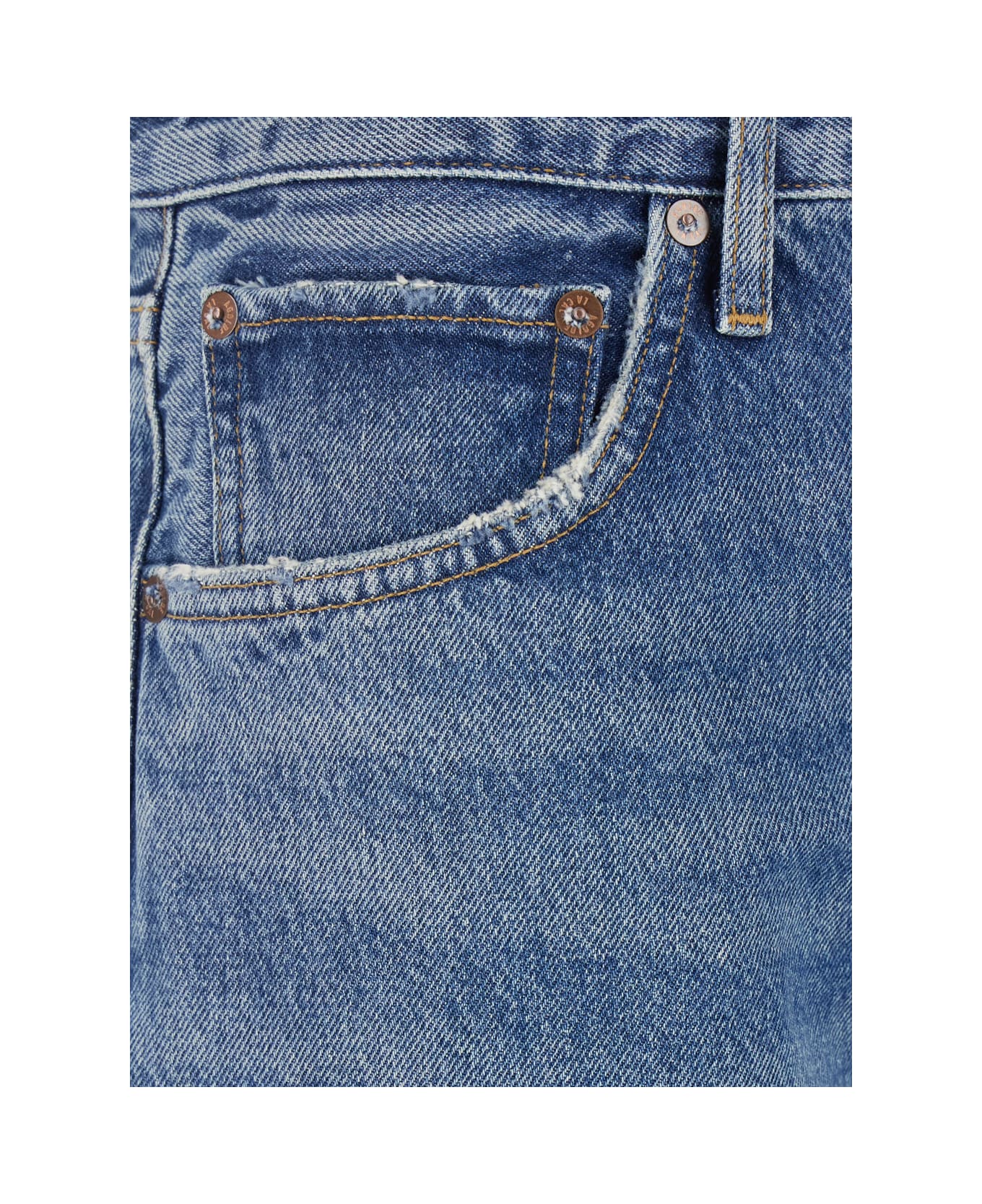 AGOLDE Blue Five-pocket Shorts With Button Closure In Denim Woman - Blu