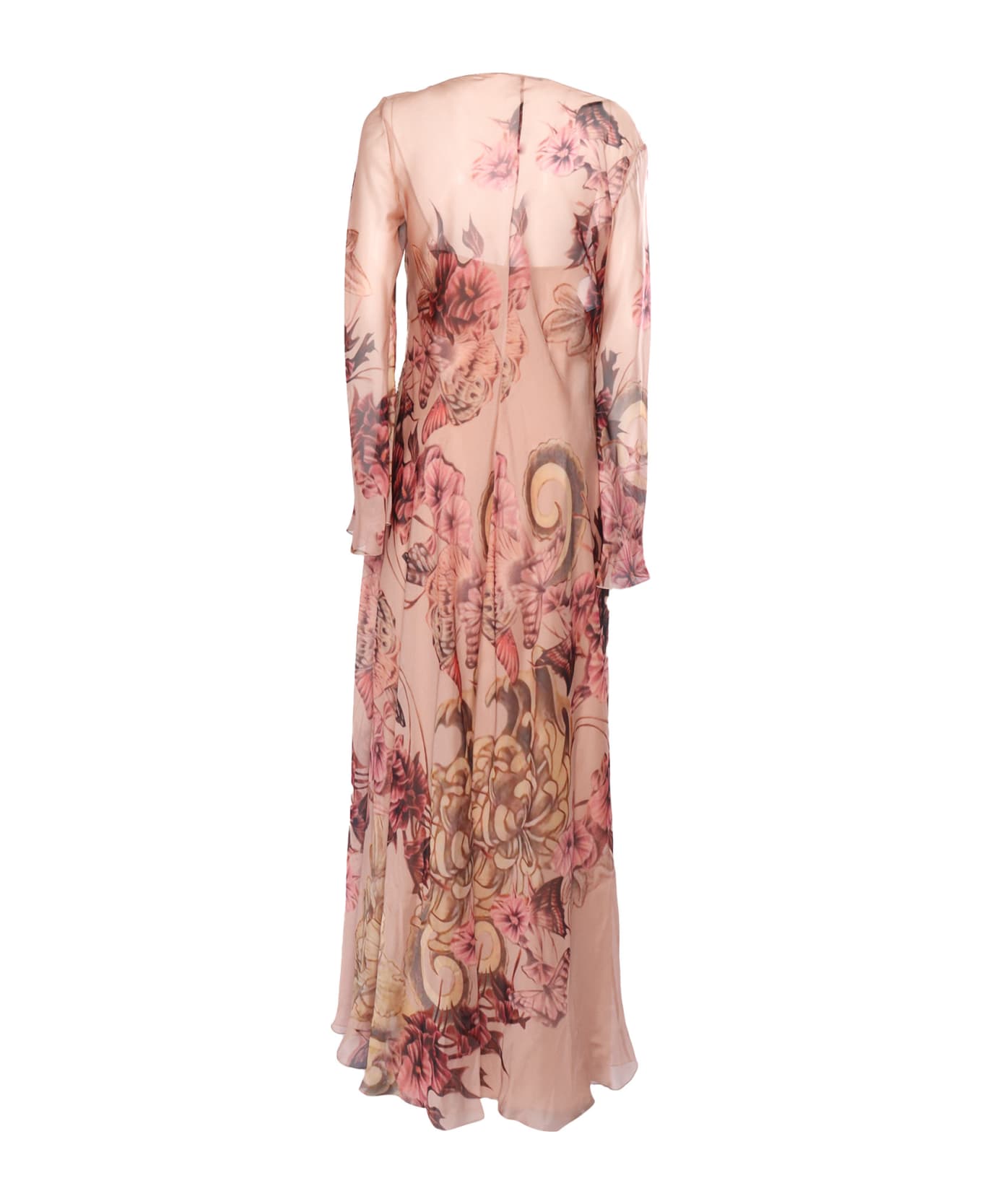 Alberta Ferretti Silk Floral Dress - PINK ニットウェア
