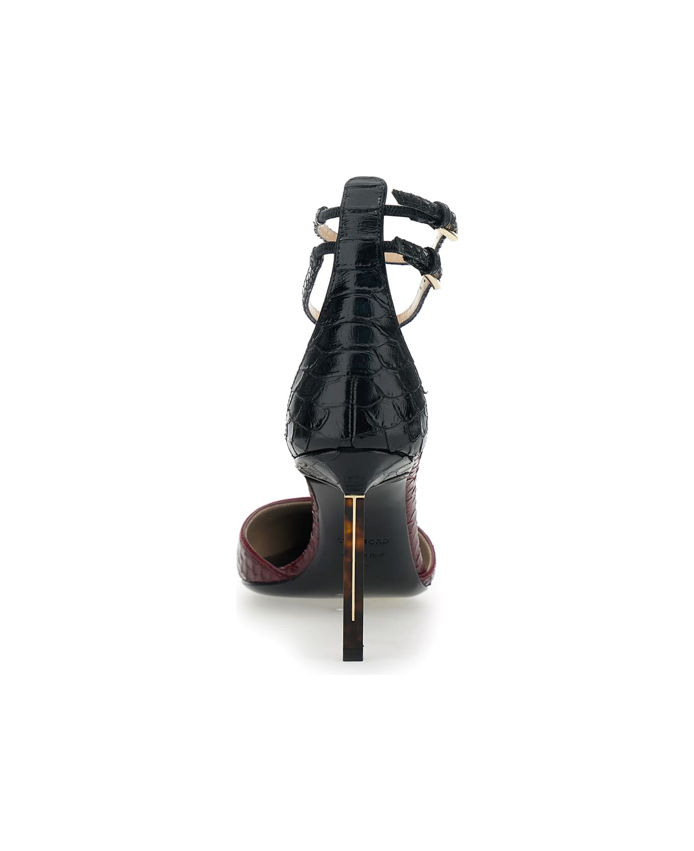 Tom Ford Bordeaux Pumps With High Stiletto Heel And Ankle Strap Closure In Leather Woman - Bordeaux