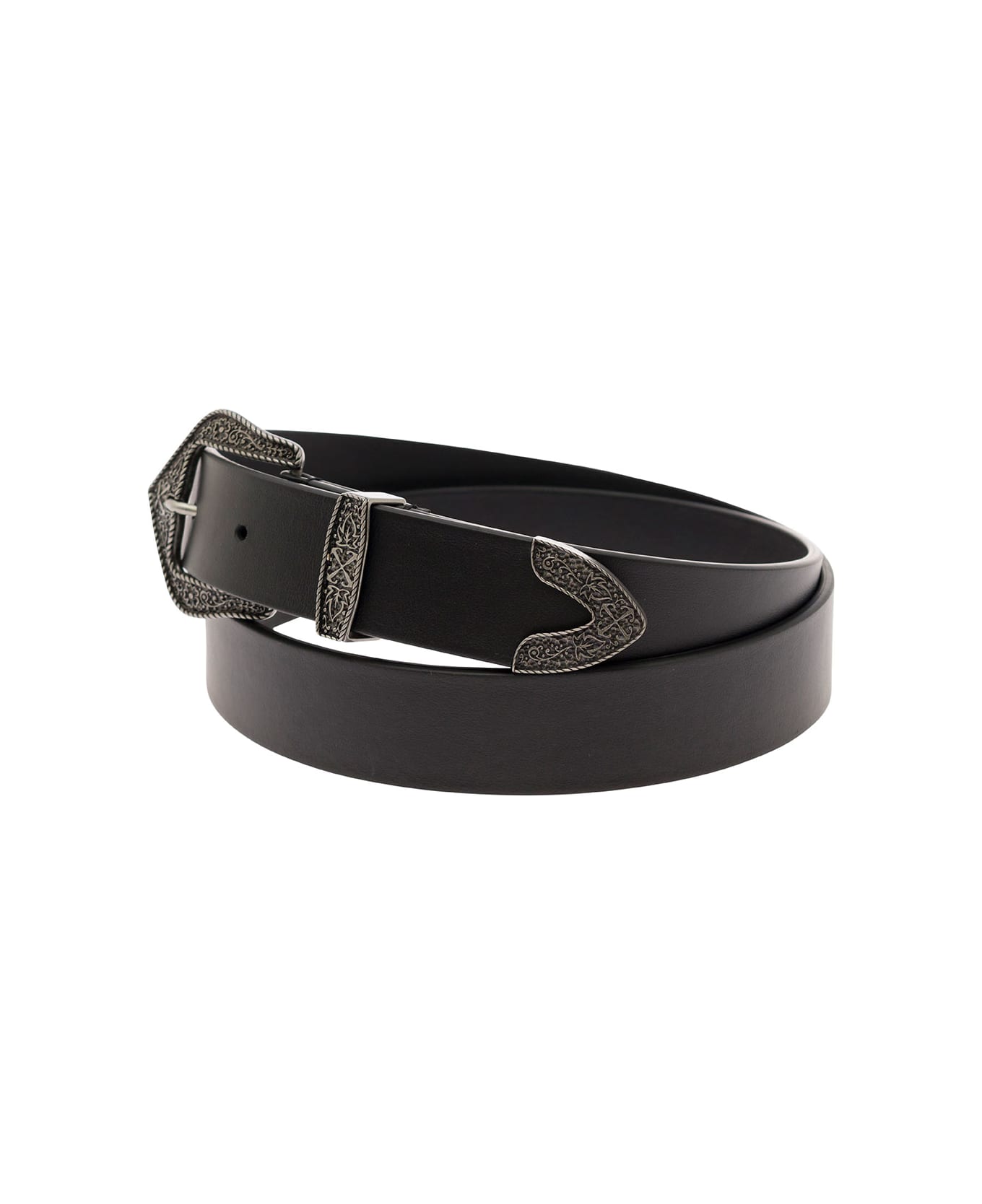 Off-White Black Belt With Western Buckle In Leather Man - Black