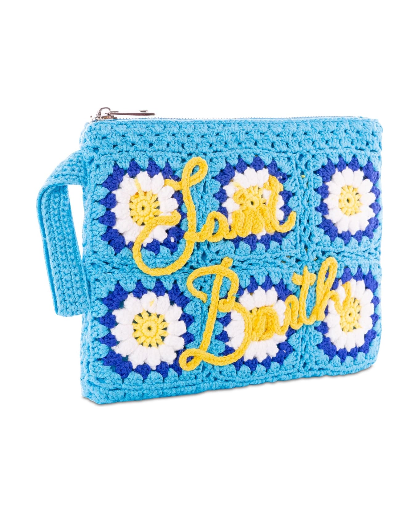 MC2 Saint Barth Parisienne Crochet Pochette With Daisy Embroidery - BLUE