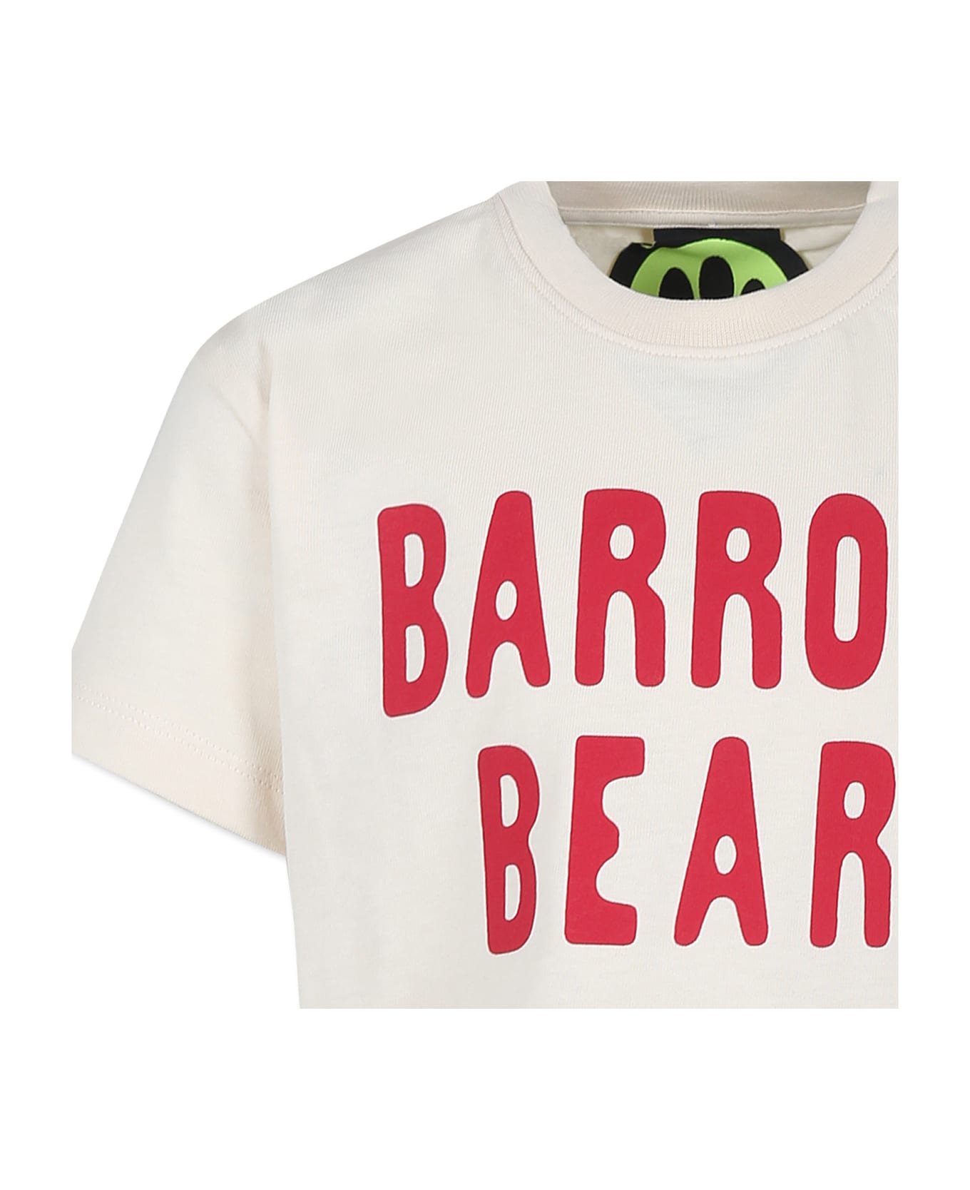 Barrow Ivory T-shirt For Kids With Logo And Bear - Crema