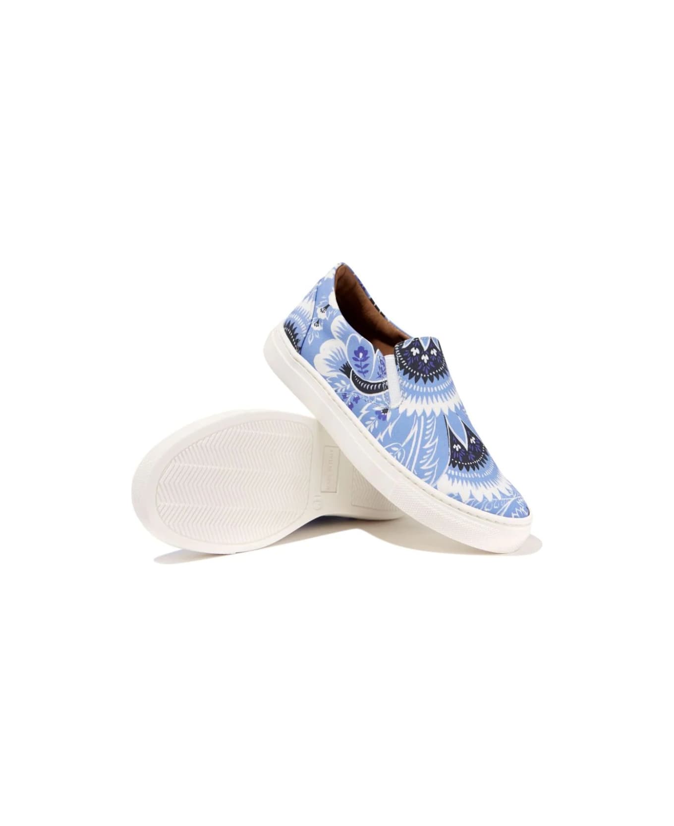 Etro Sneakers With Light Blue Paisley Print - Blue