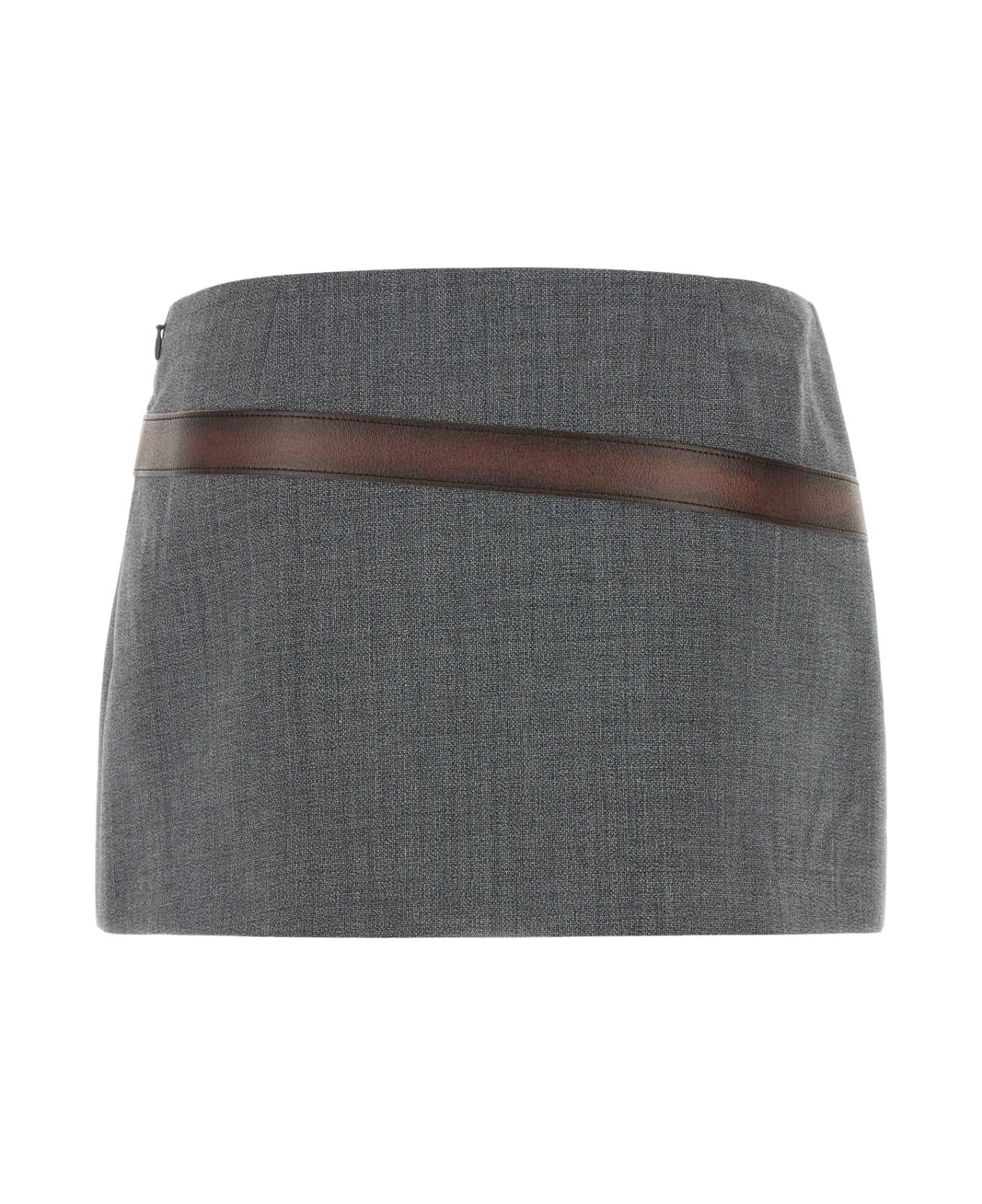 Prada Melange Grey Polyester Blend Mini Skirt - ARDESIA