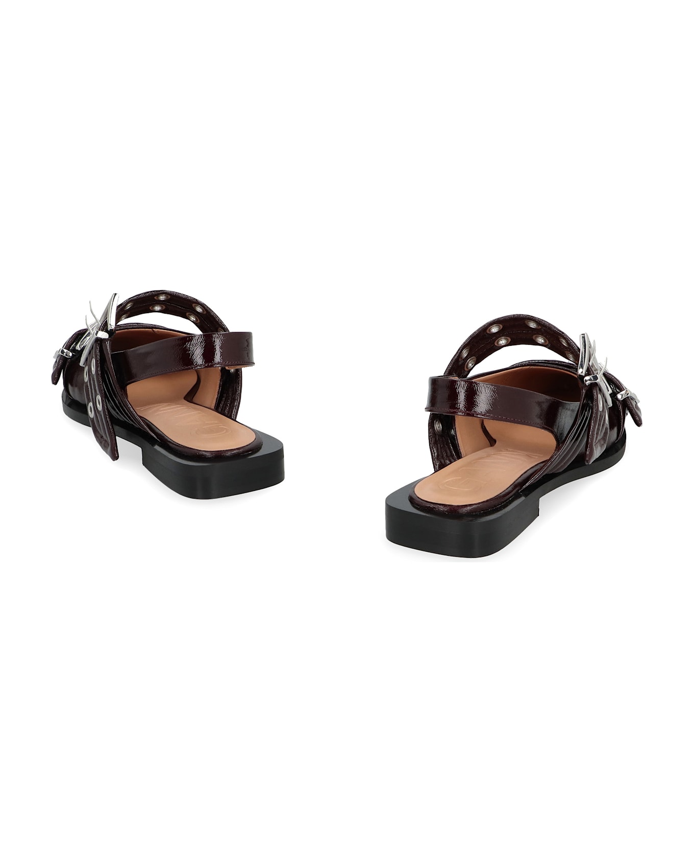 Ganni Feminine Buckle Eco-leather Slingback Pumps - Red-purple or grape