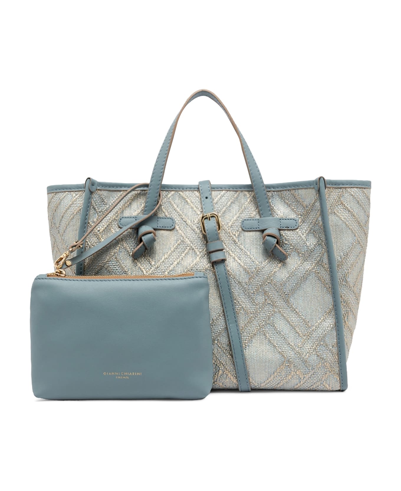 Gianni Chiarini Marcella Canvas And Leather Shopping Bag - Light Blue