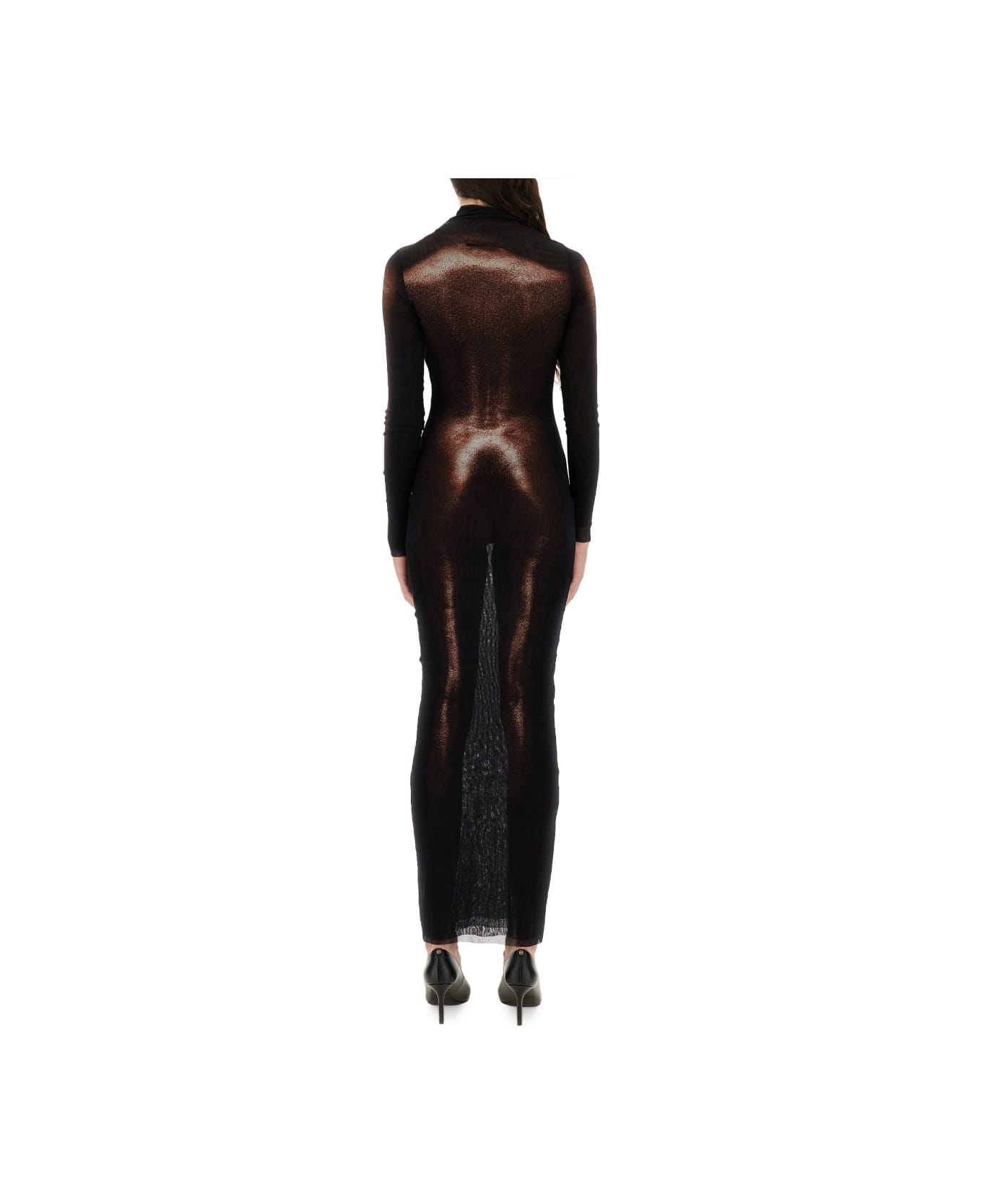 Jean Paul Gaultier "body Dust" Print Dress - BROWN
