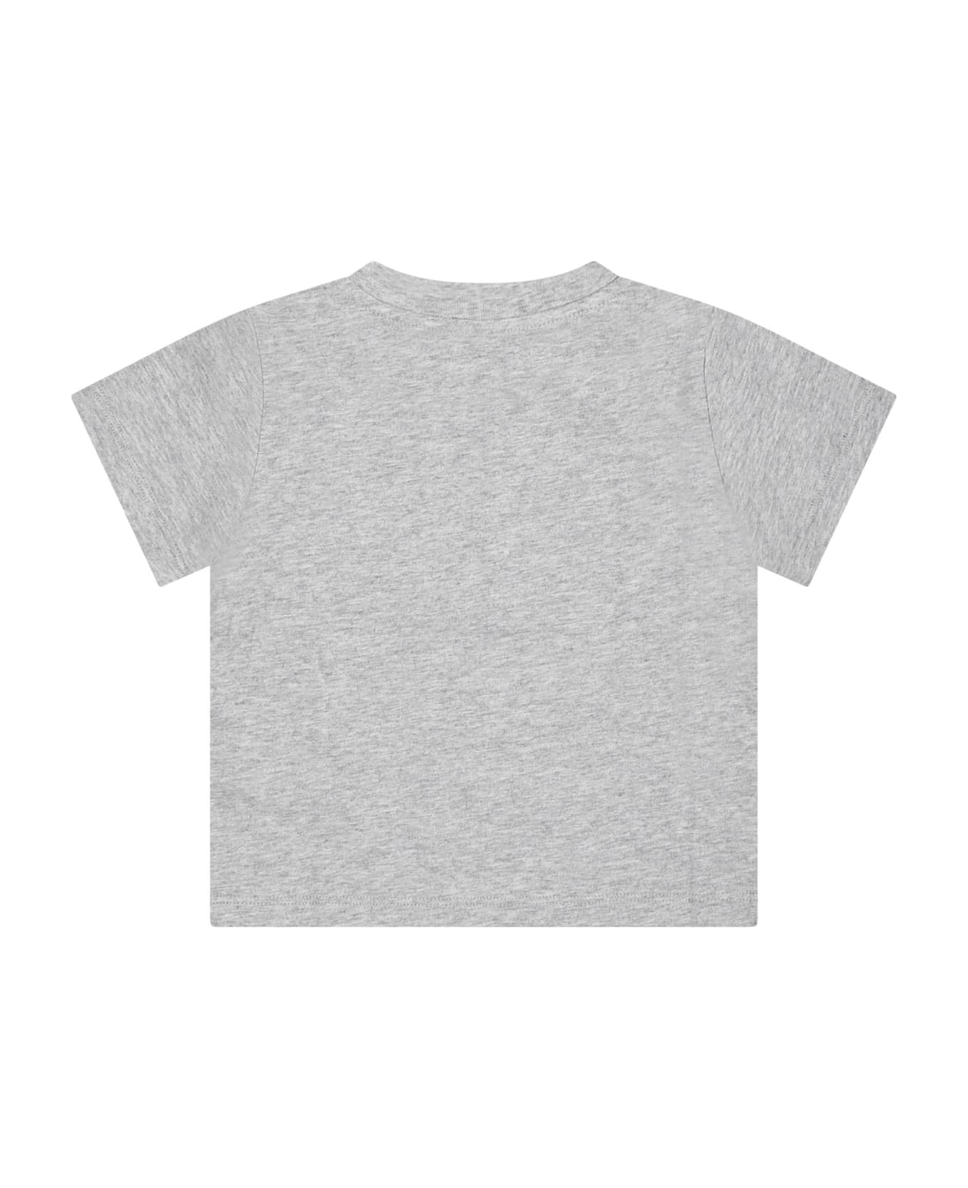 Stella McCartney Kids Gray T-shirt For Baby Boy With Shark Print - Grey