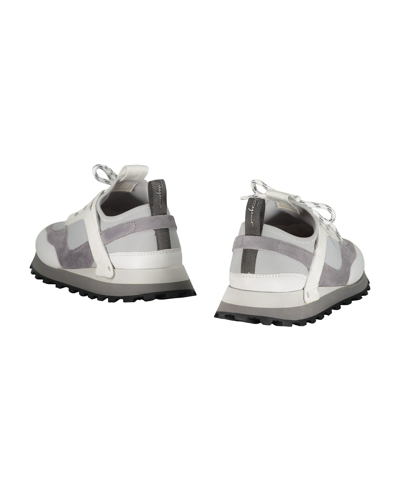 Ferragamo Techno Fabric And Leather Sneakers - grey