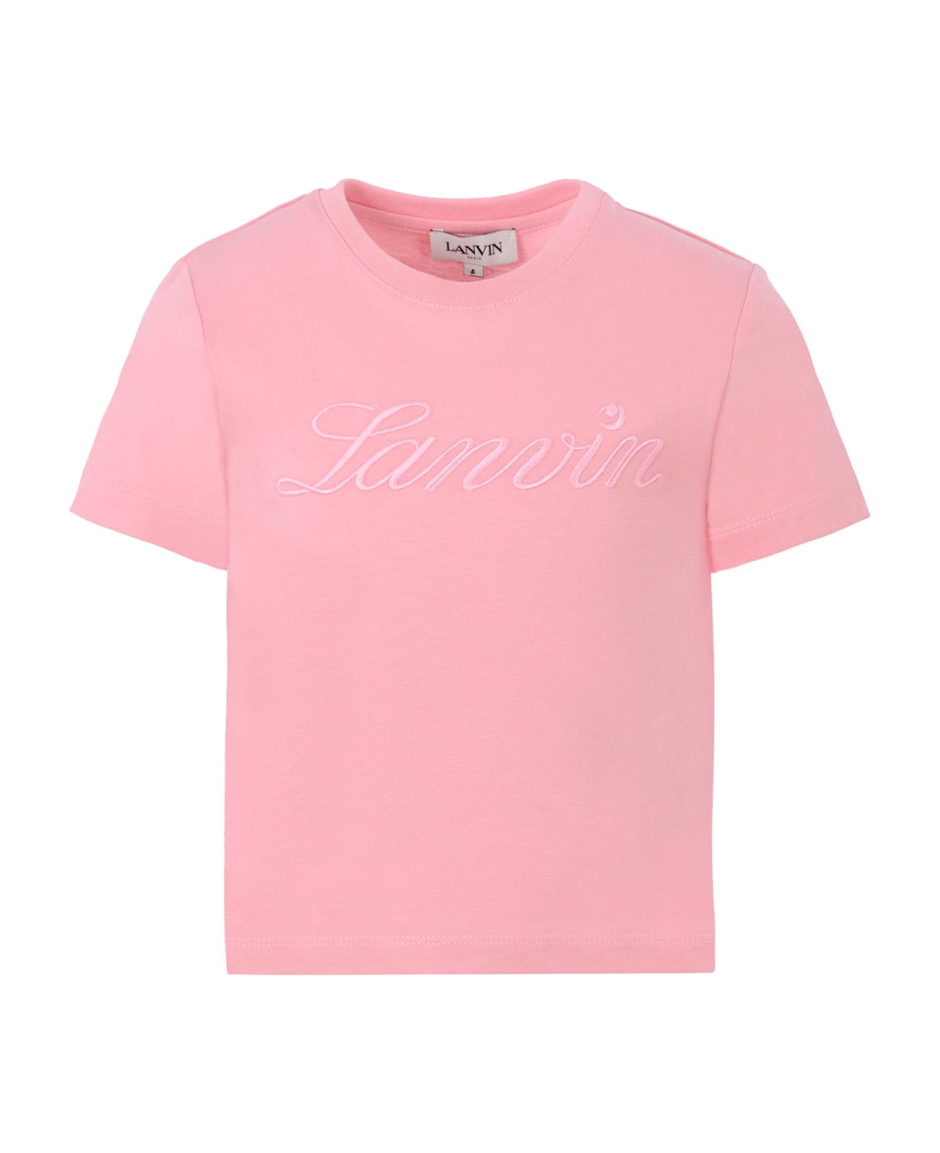 Lanvin Black T-shirt For Girl With Logo - Pink