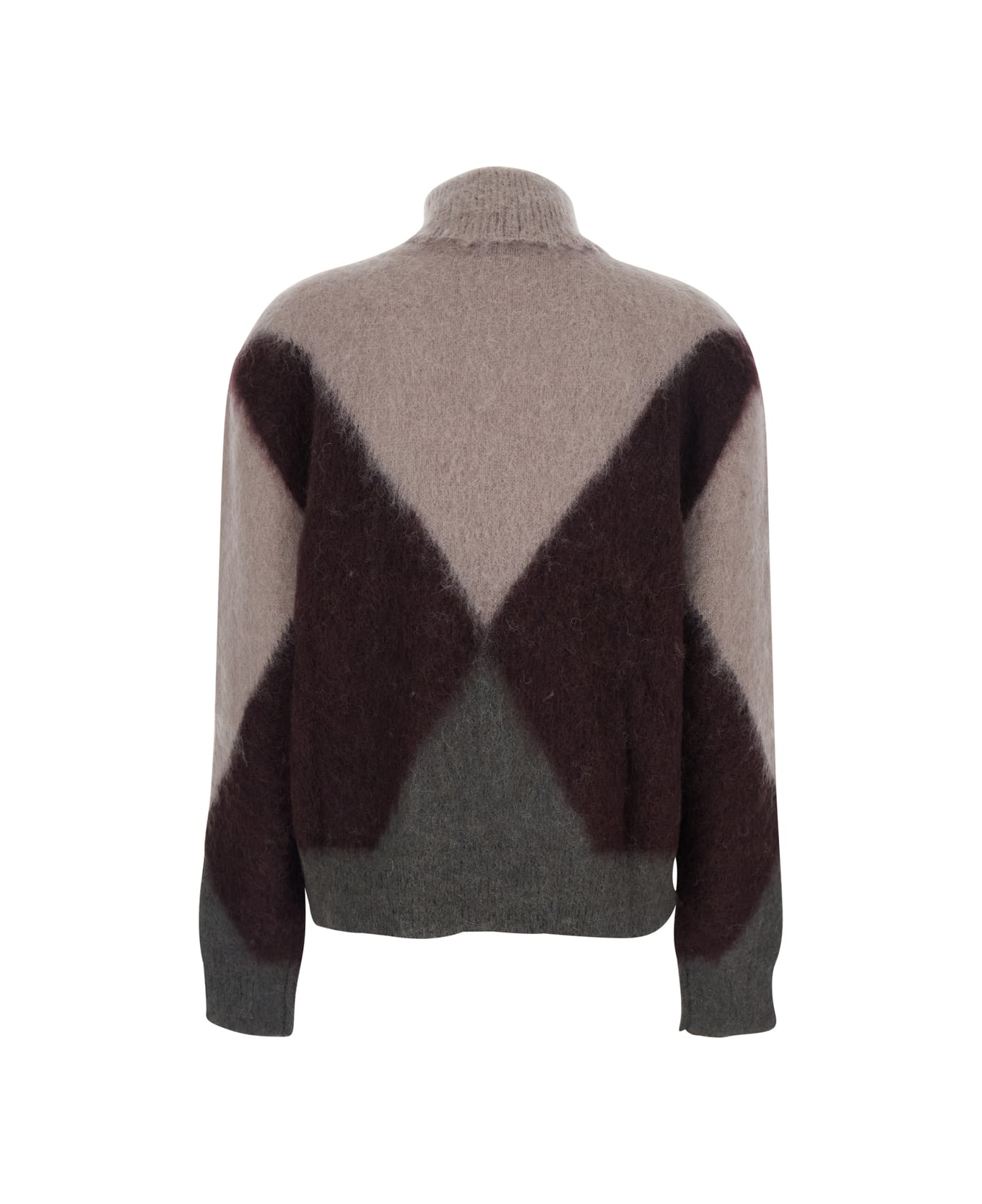 Mauro Grifoni Multicolor Turtleneck Sweater With Geometric Motif And Brushed Effect In Wool Woman - Multicolor