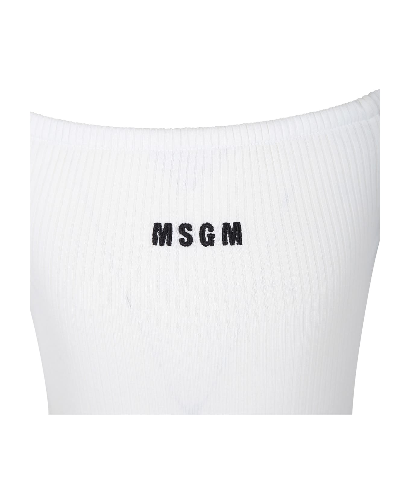 MSGM White T-shirt For Girl With Logo - White