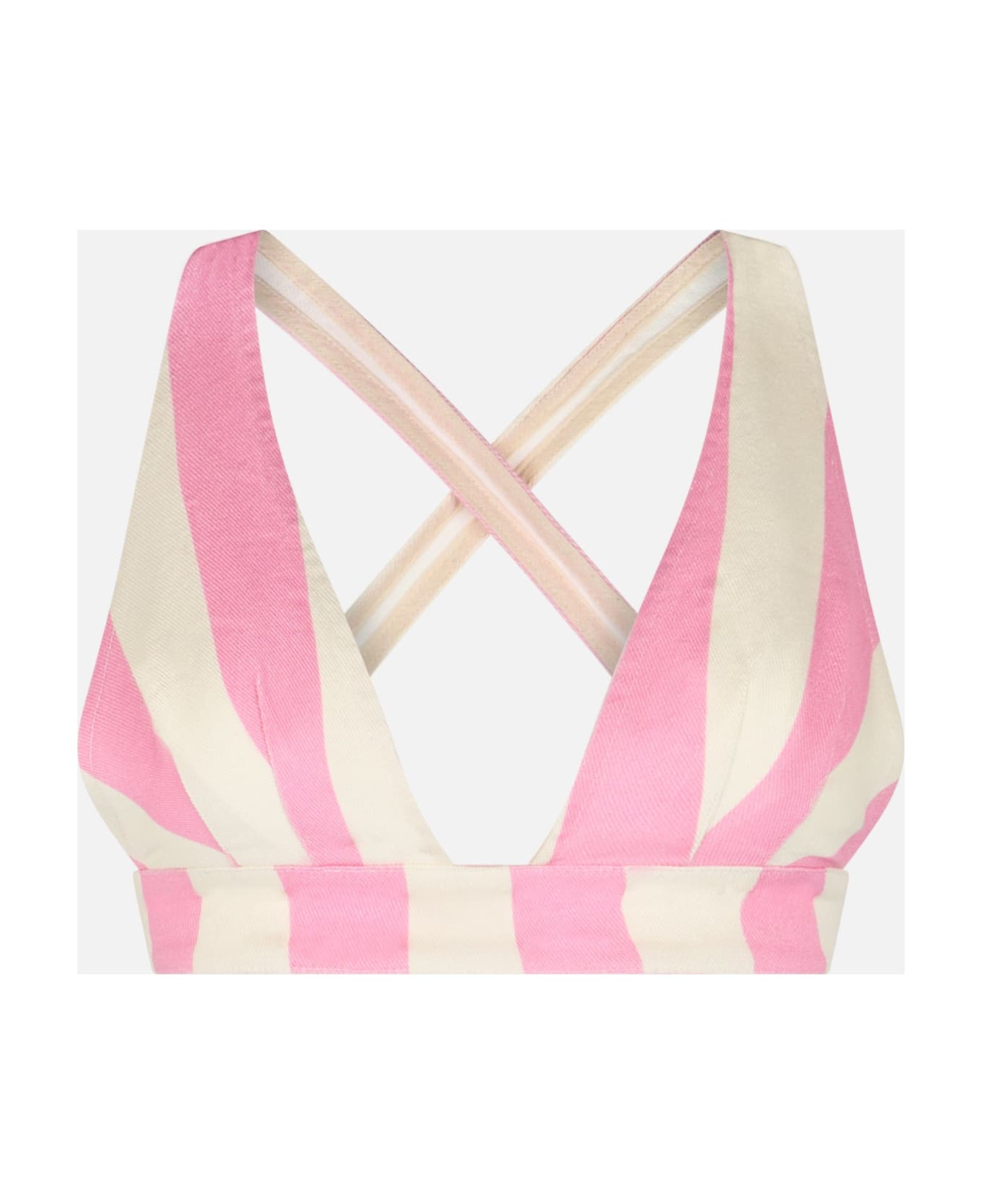 MC2 Saint Barth Woman Scooped Denim Top Eda - PINK