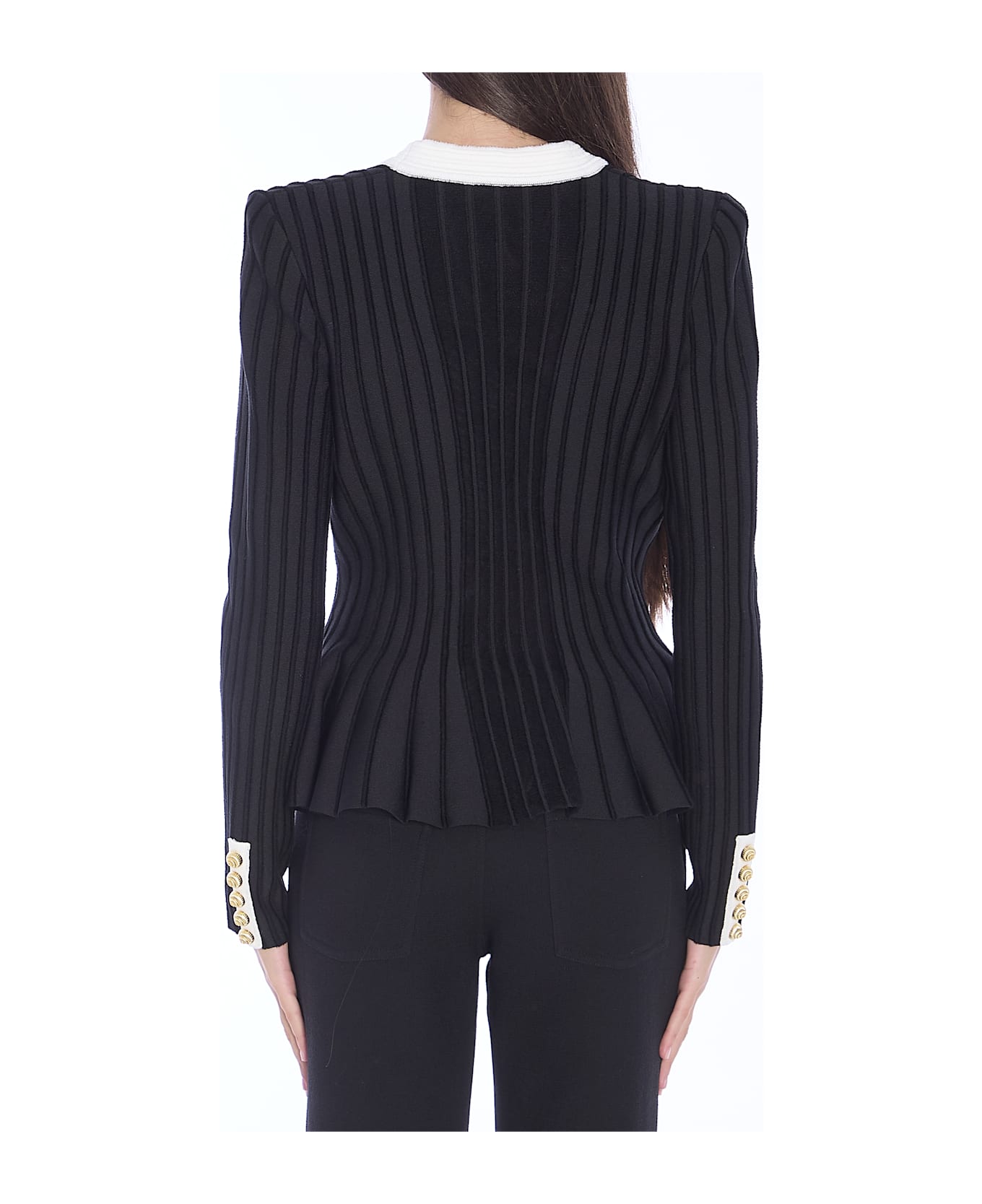 Balmain Velvet Knit Jacket - BLACK