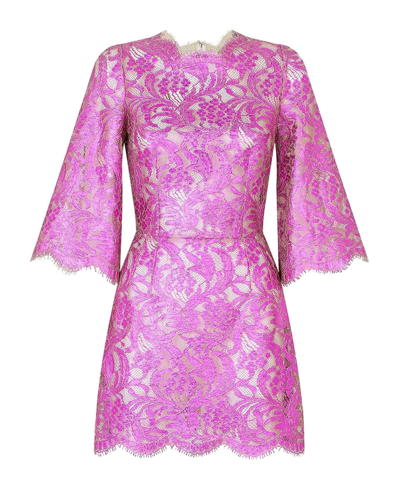 Dolce biker & Gabbana Floral Lace Dress - Pink