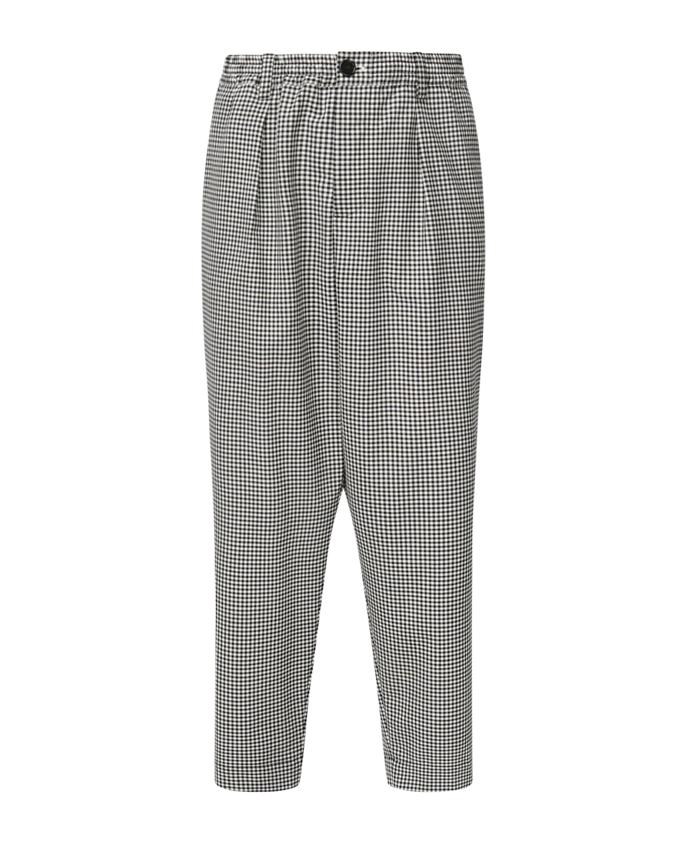 Marni Checked Wool Trousers - Black