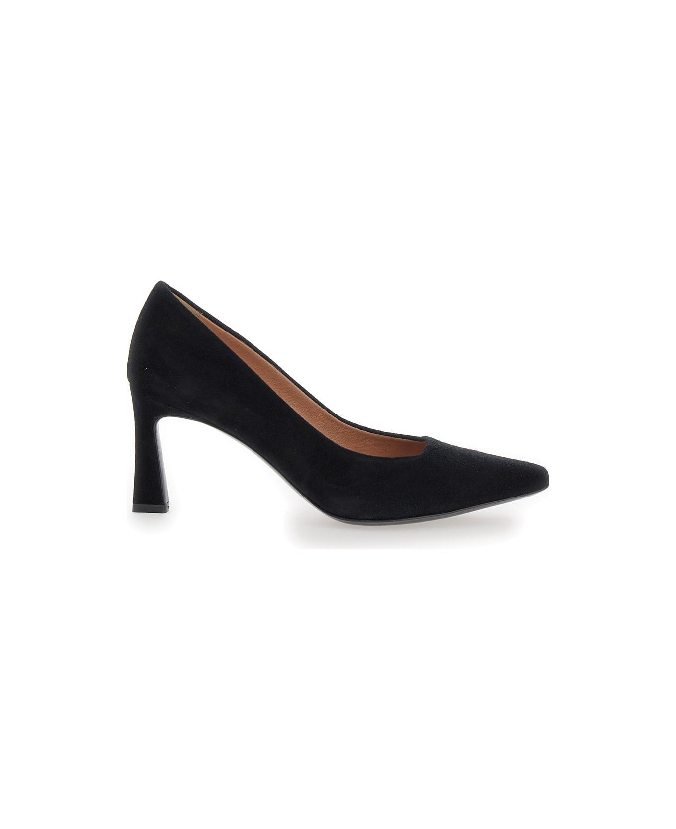 Pollini Black Pumps With Geometric Heel In Suede Woman - Black
