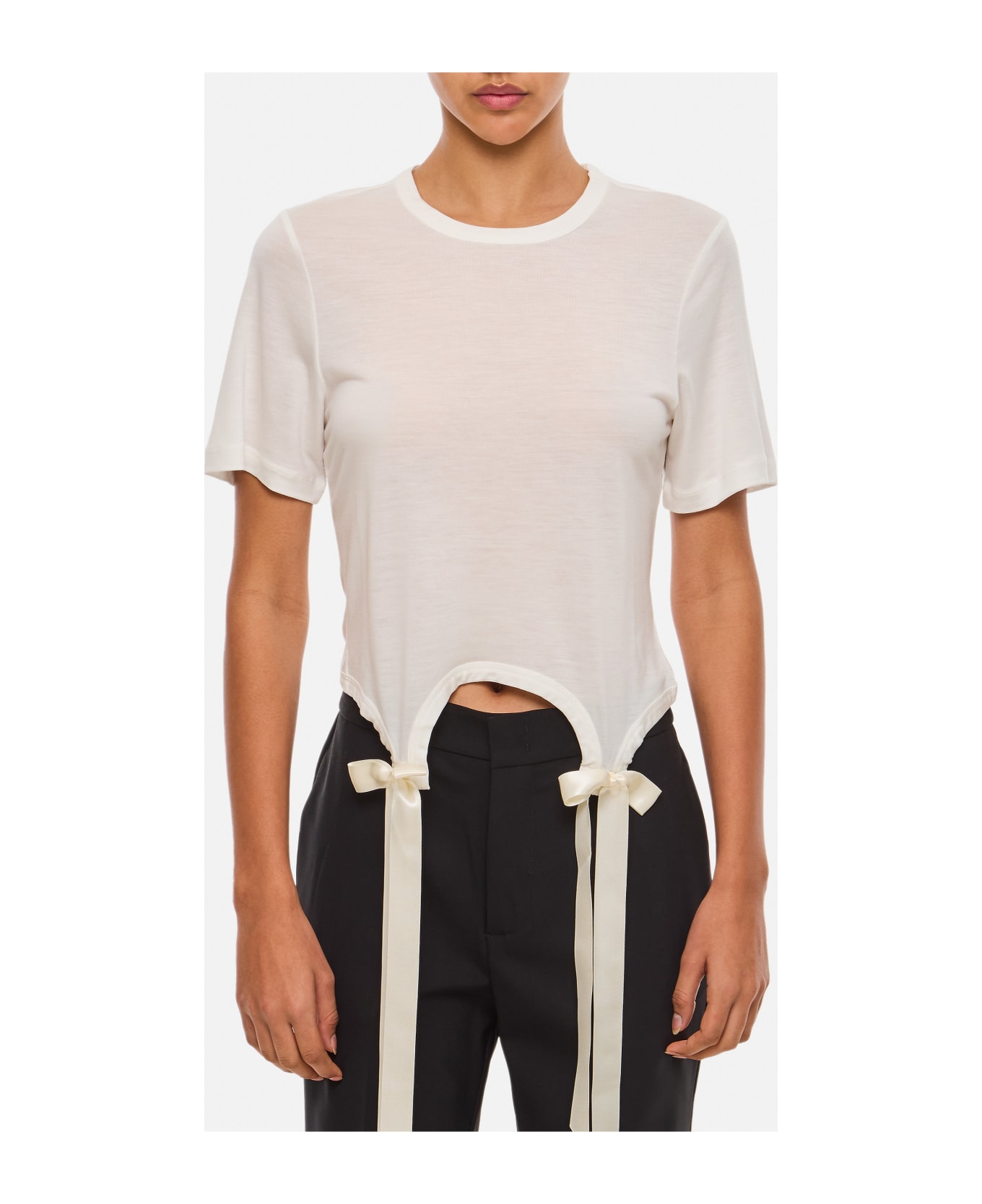 Simone Rocha Easy T-shirt W/ Bow Tails - White