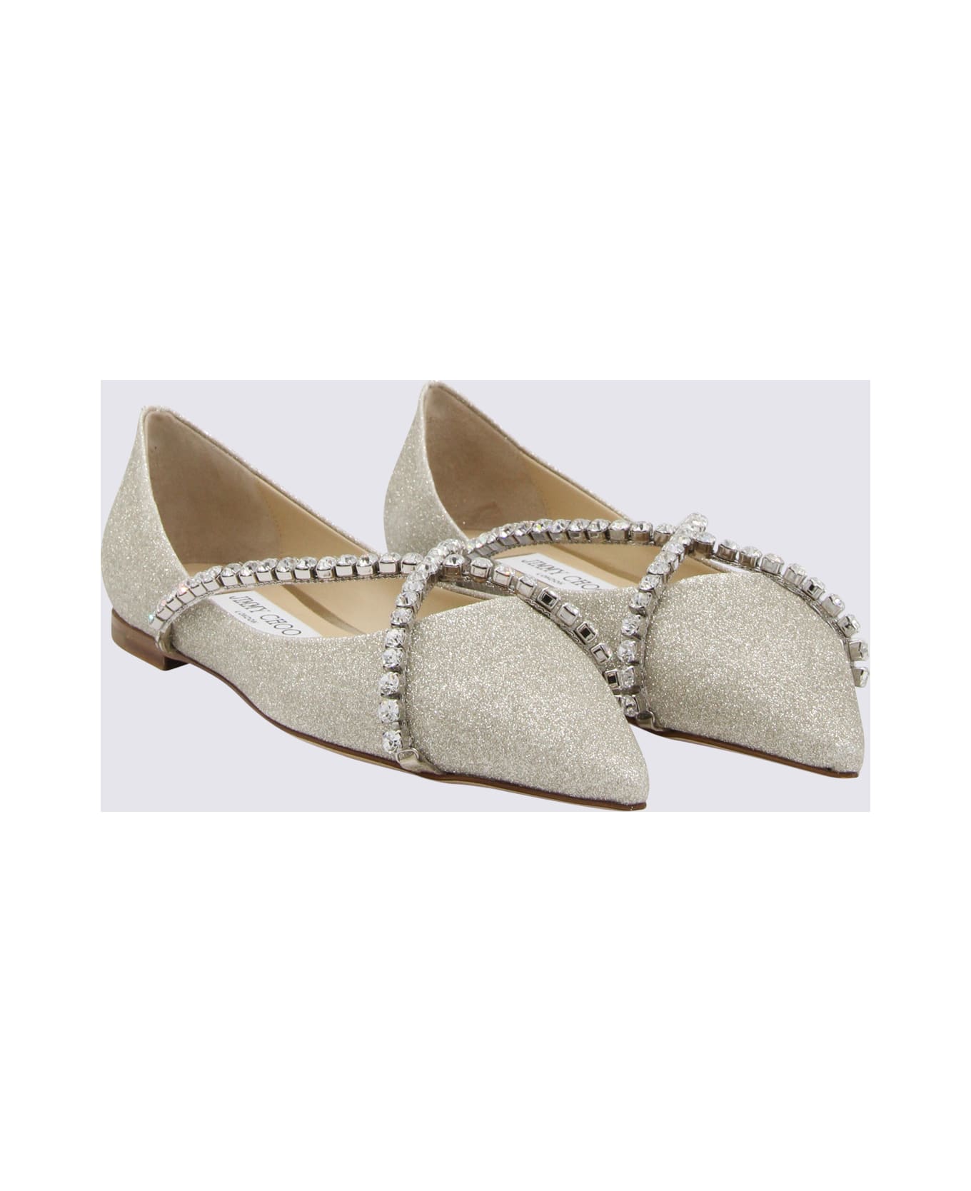 Jimmy Choo Silver-tone Leather Genevi Ballerina Shoes - 0C6137
