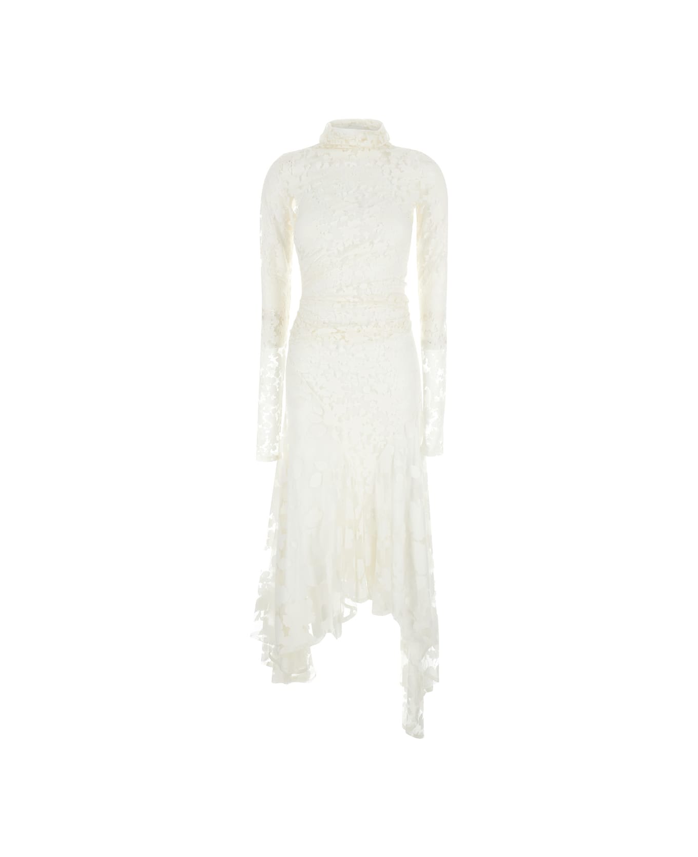 Philosophy di Lorenzo Serafini Longuette White Asymmetric Dress In Devoré Jersey Woman - White ワンピース＆ドレス