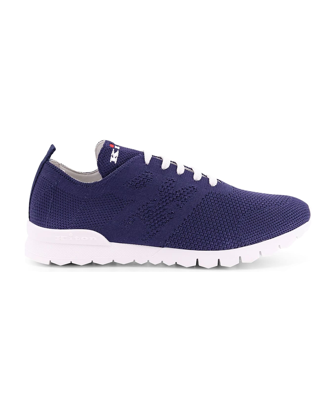 Kiton Knit Sneakers With Lateral Monogram - Blue
