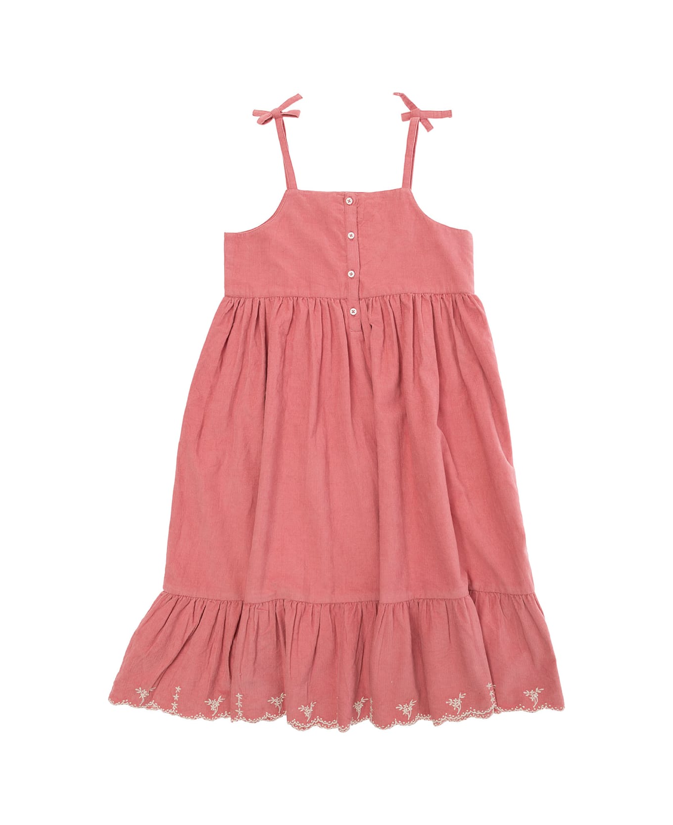 Emile Et Ida Pink Dress With Frill Detail And Embroideries In Cotton Woman - Pink ワンピース＆ドレス