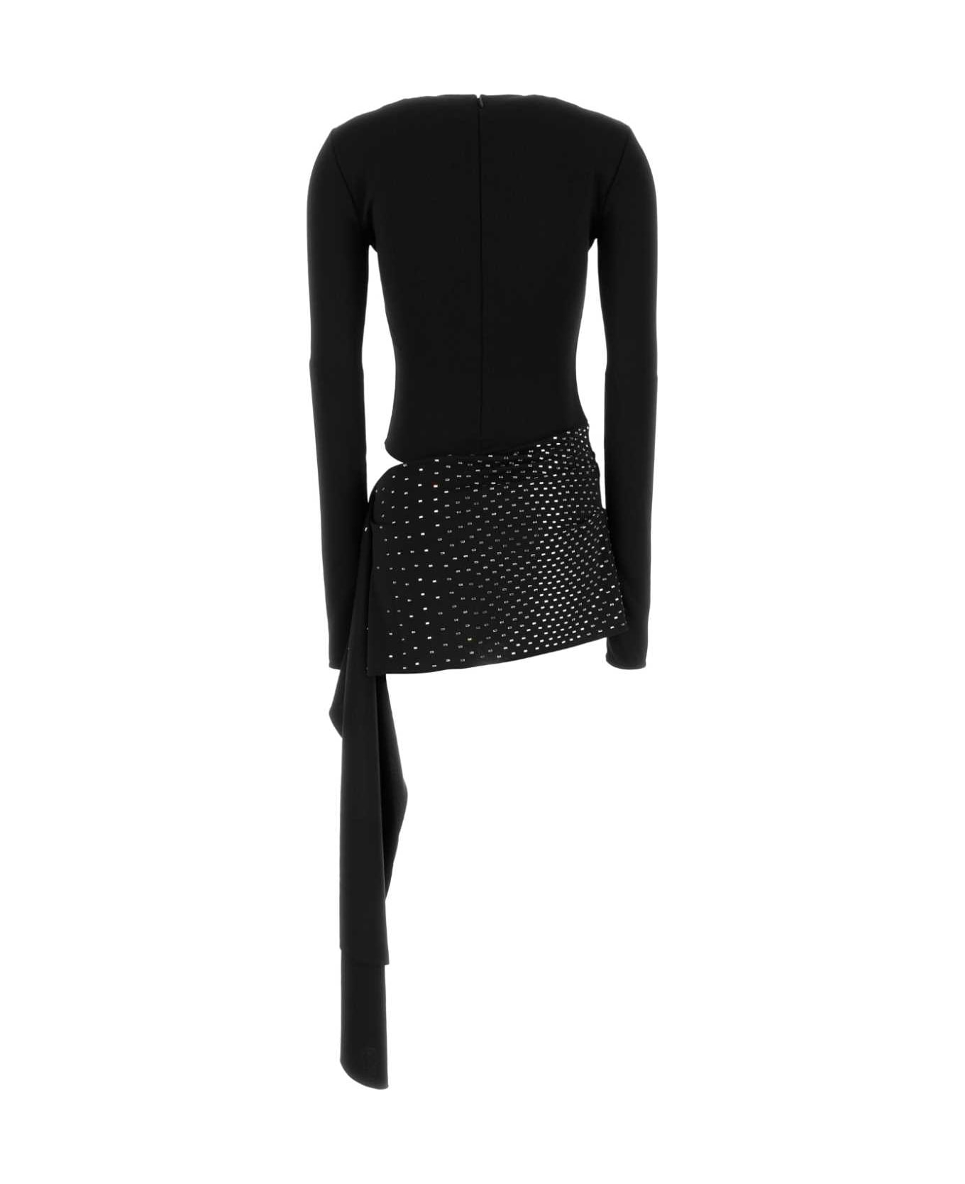 The Attico Black Sable Mini Dress - Black