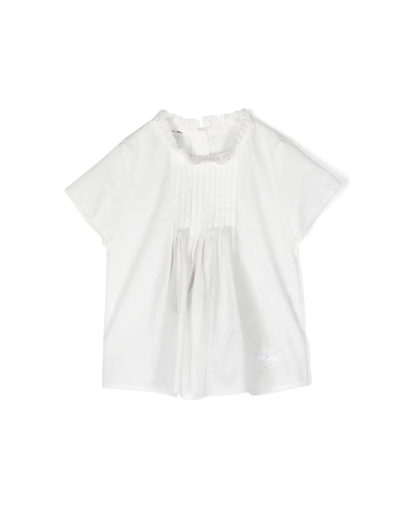 Etro White Blouse With Pleated Motif - White Tシャツ＆ポロシャツ