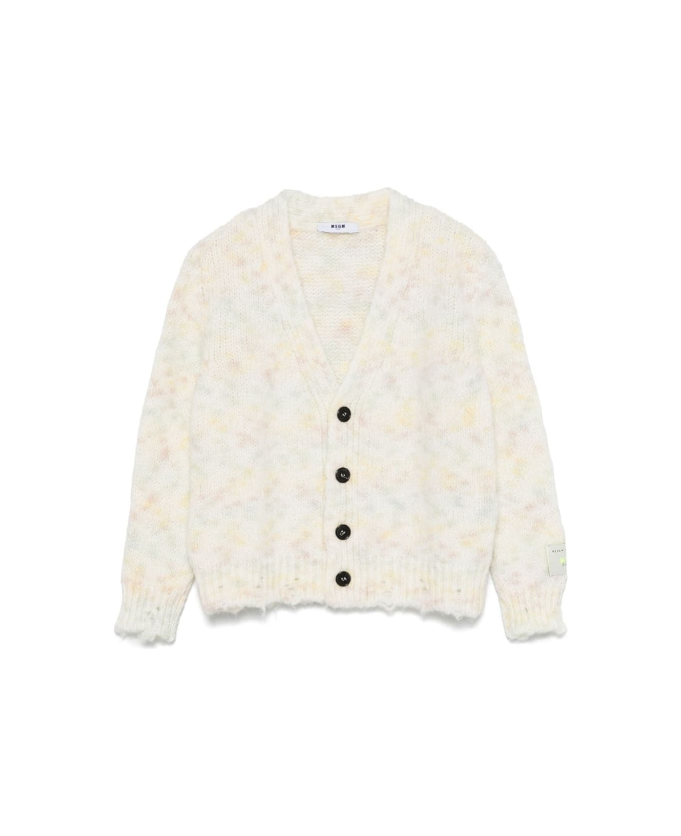 MSGM Cardigan Con Logo - Cream