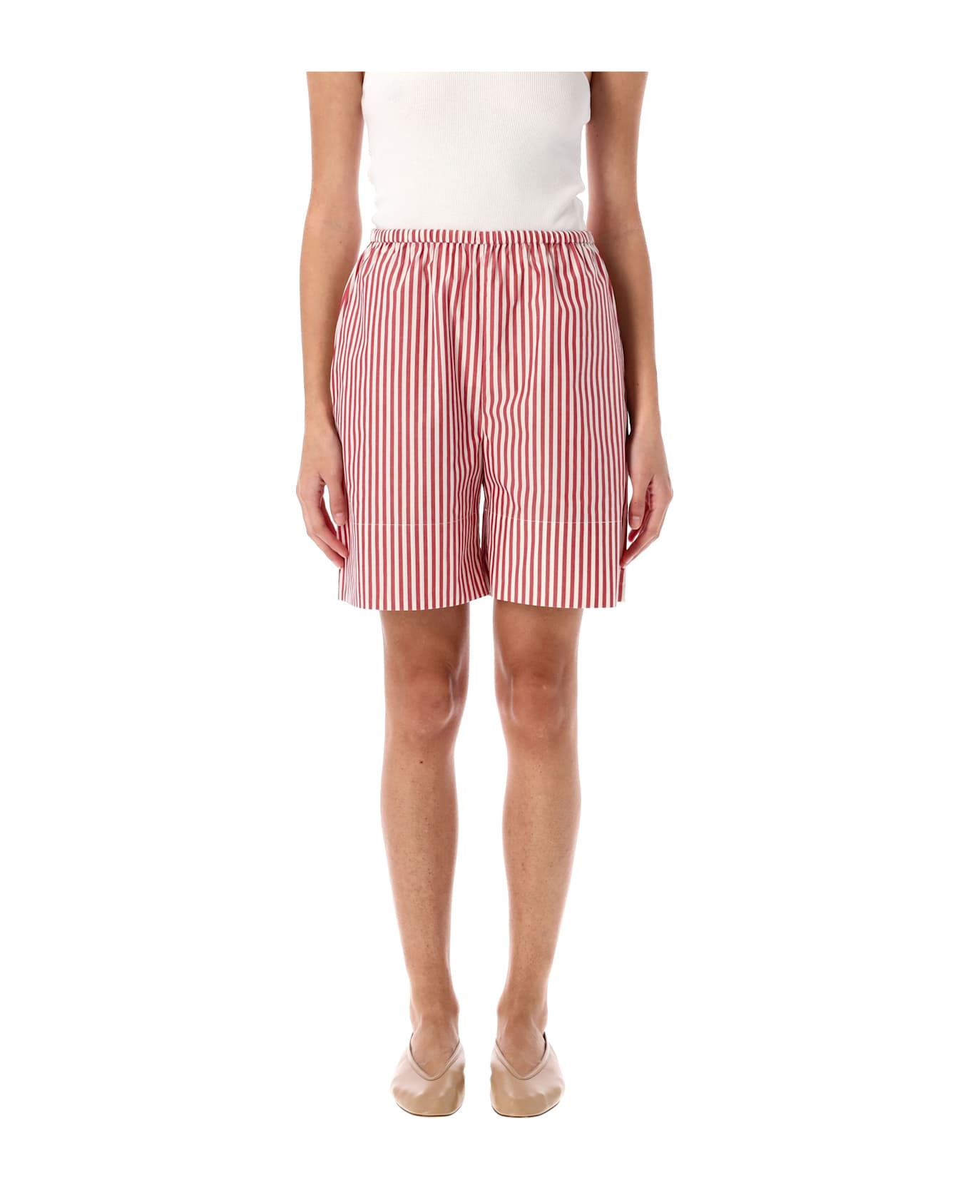 By Malene Birger Siona Shorts - RED WHITE STRIPES