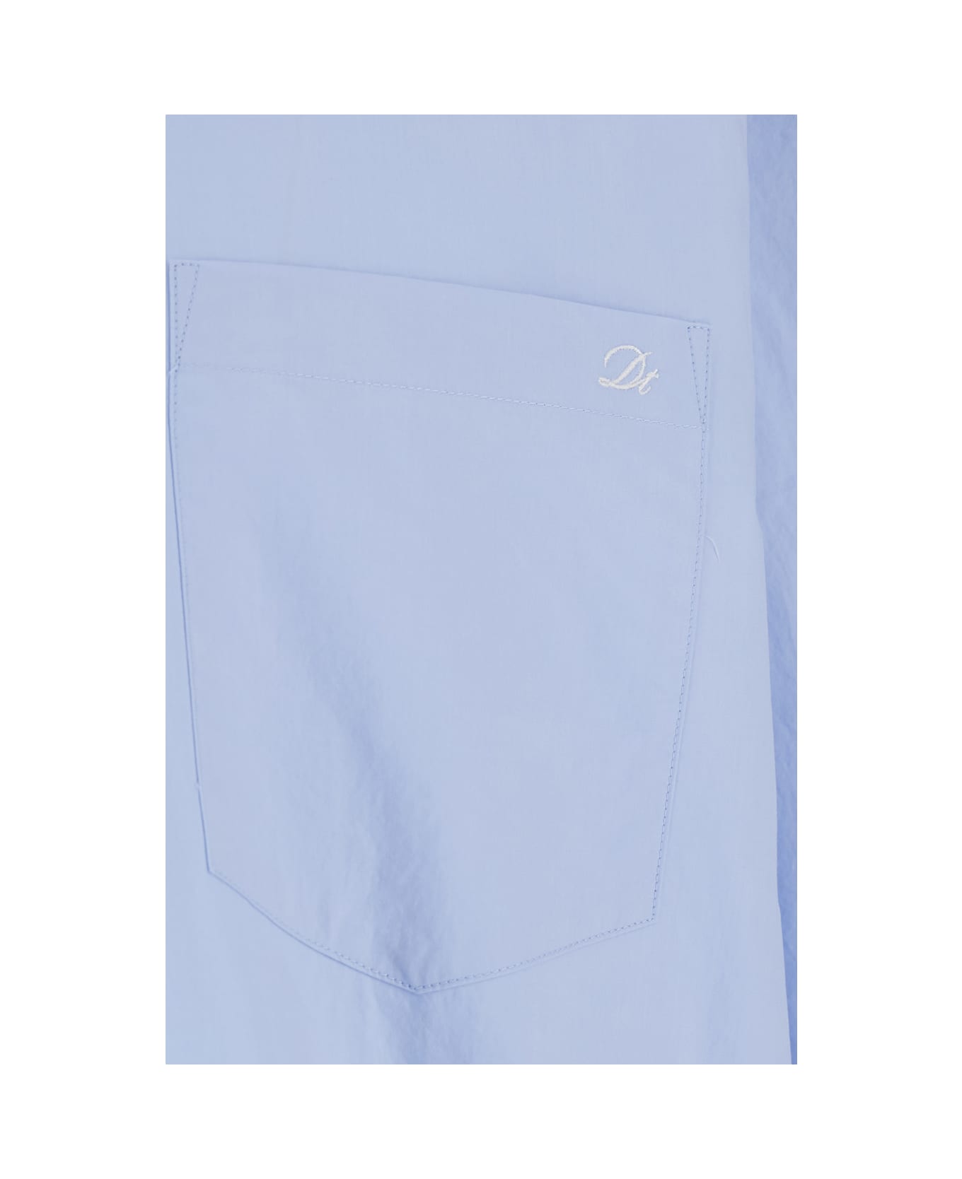 Dunst Light Blue Shirt With Patch Pocket On The Front And Embroidered Logo In Cotton Poplin Man - Light blue