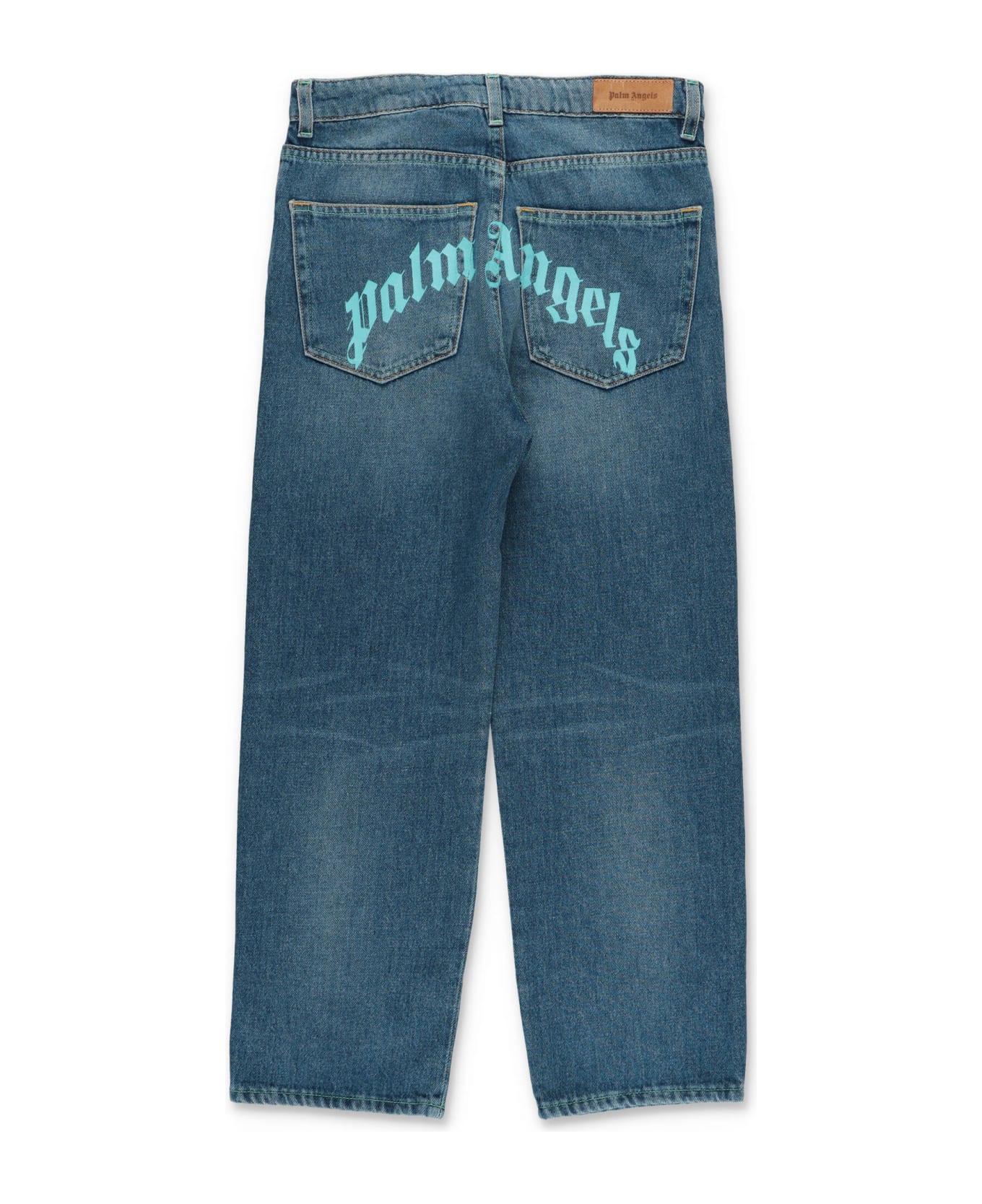 Palm Angels Jeans Blu In Denim Di Cotone Bambino - Blu