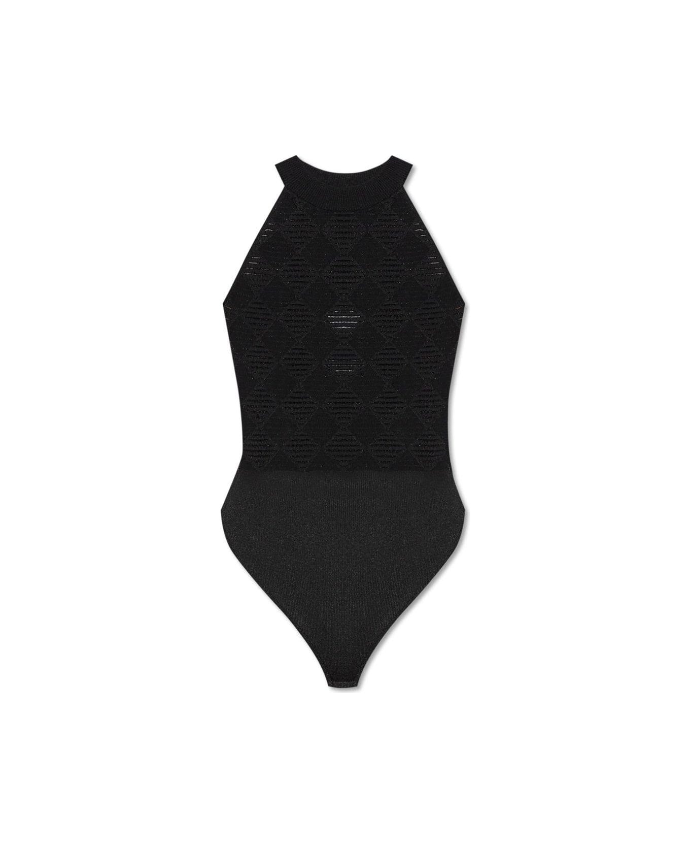 Balmain Geometric Pattern Bodysuit - Nero