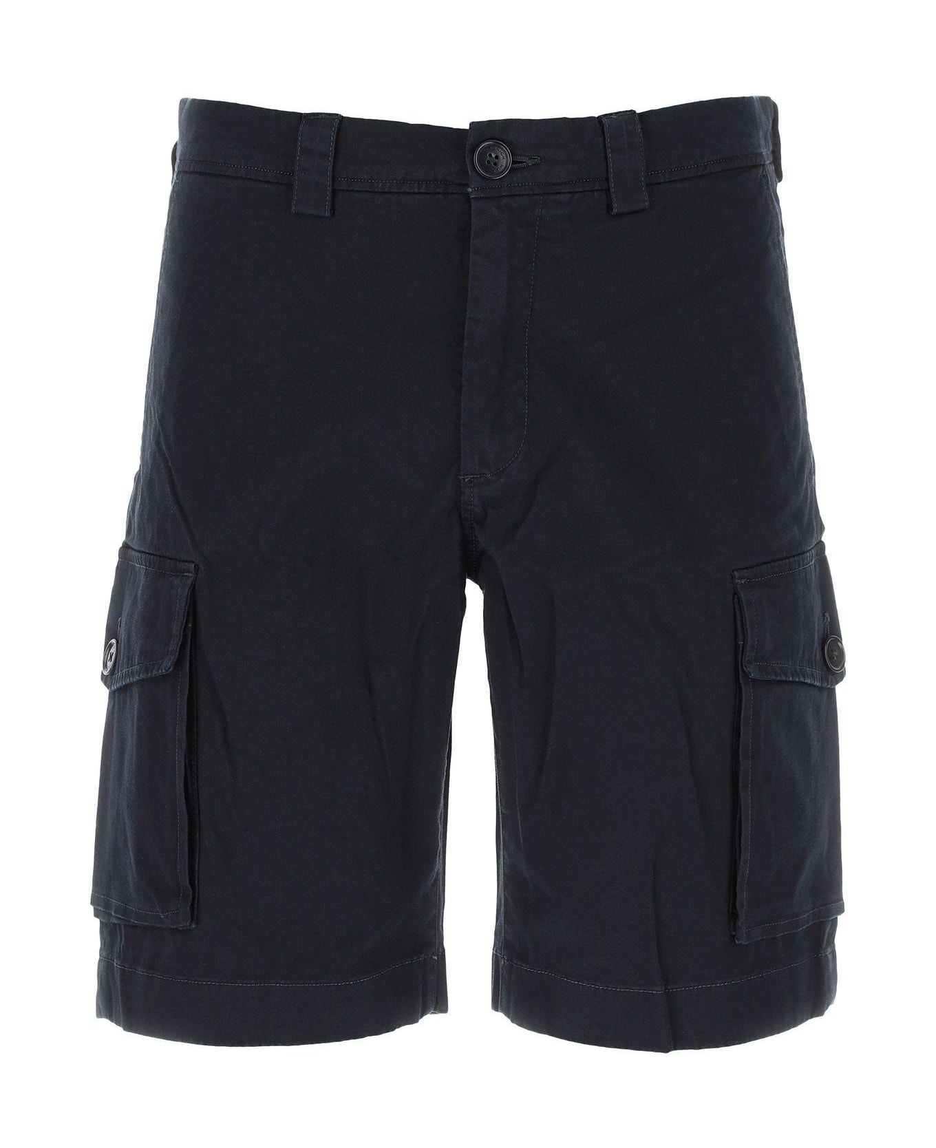 Woolrich Navy Blue Stretch Cotton Bermuda Shorts - BLUE
