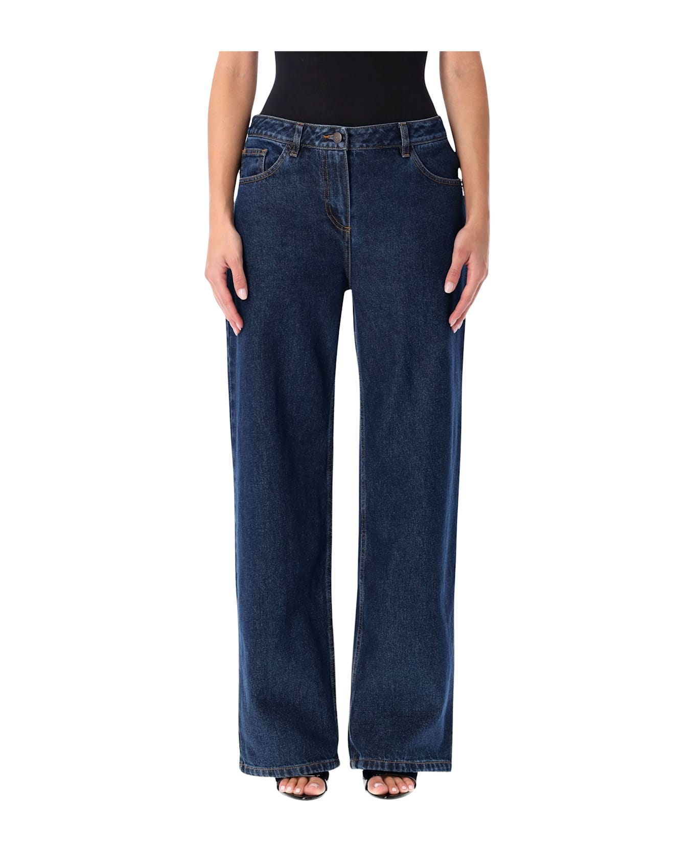 Magda Butrym Loose-leg Faded Denim Pants - NAVY