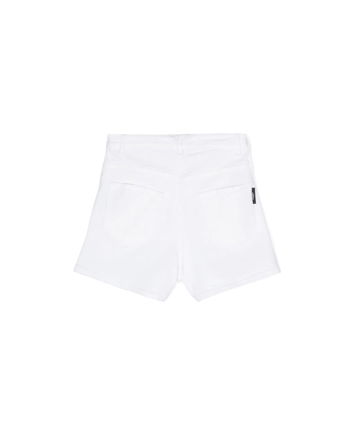 Balmain Shorts Denim - White/gold ボトムス