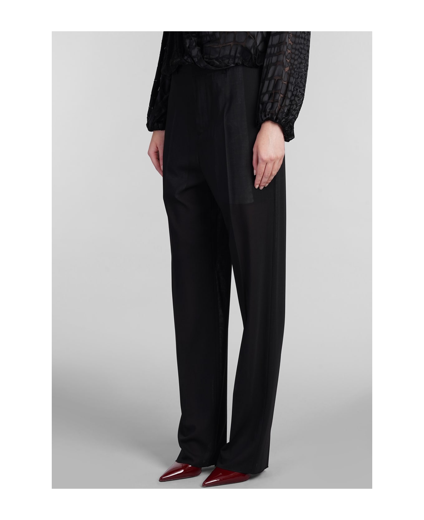 Blumarine Pants In Black Wool - black