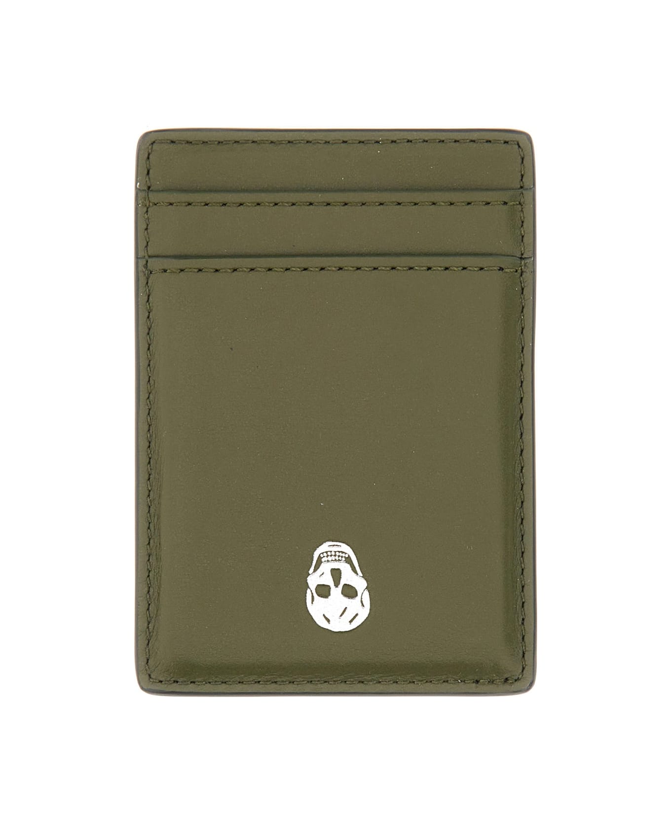 Alexander McQueen Magnetic Card Holder "skull" - BROWN
