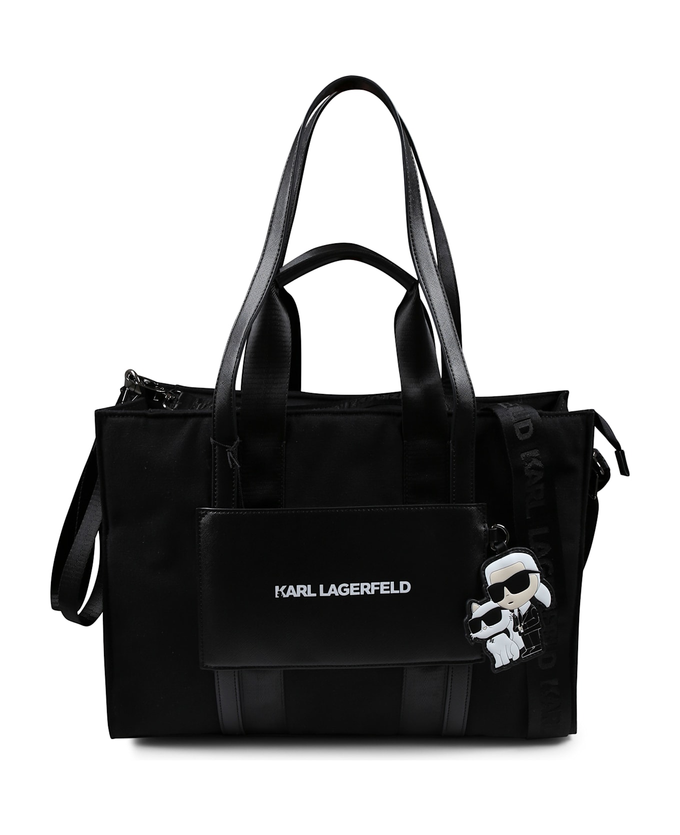 Karl Lagerfeld Kids Black Changing Bag For Babykids With Choupette And Karl Lagerfeld - Black