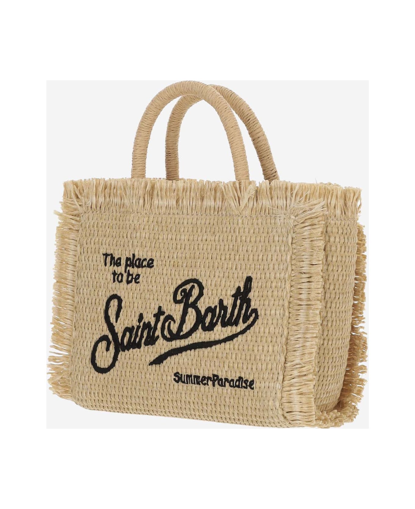 MC2 Saint Barth Straw Tote Bag With Logo - Beige トートバッグ