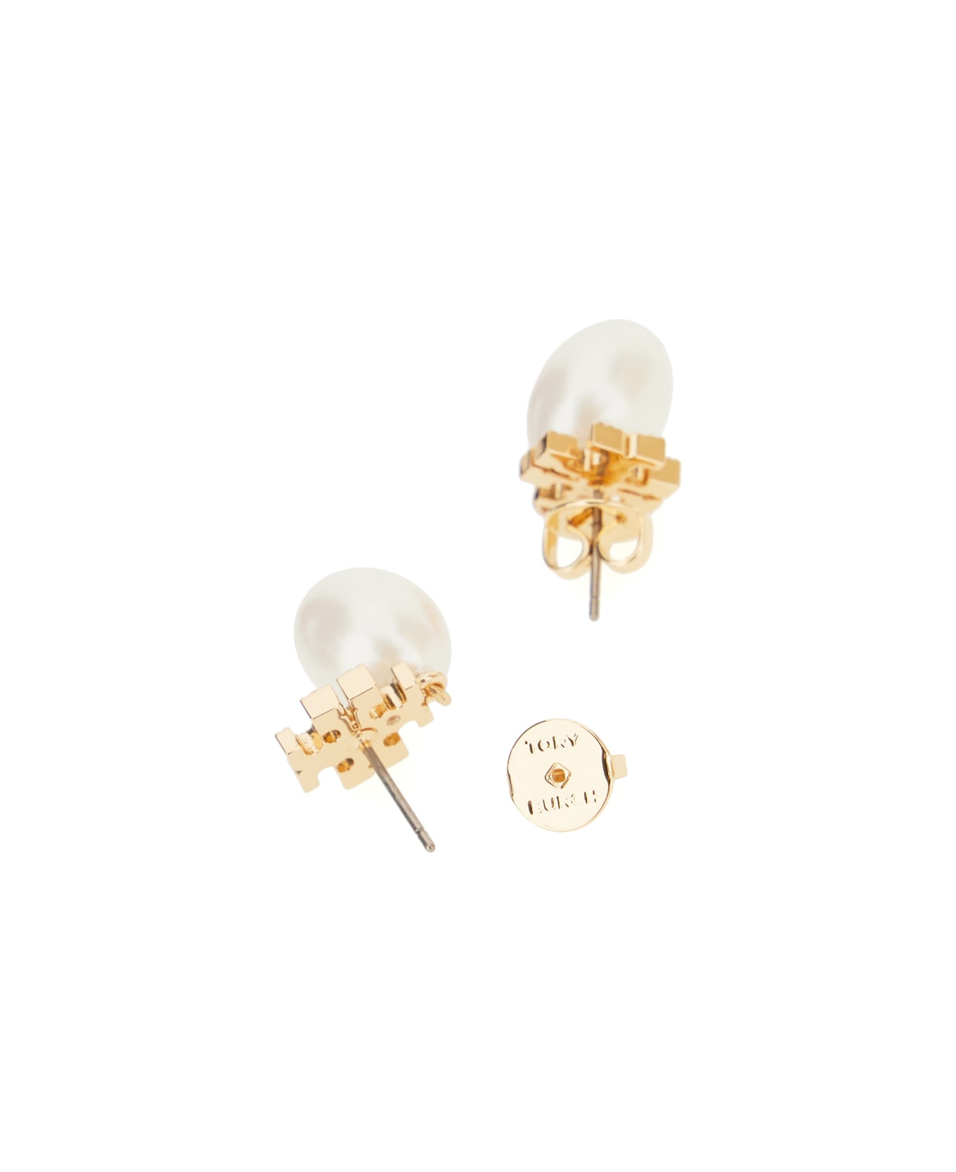 Tory Burch Earrings With Pearls And Rhinestones 'kira' - White