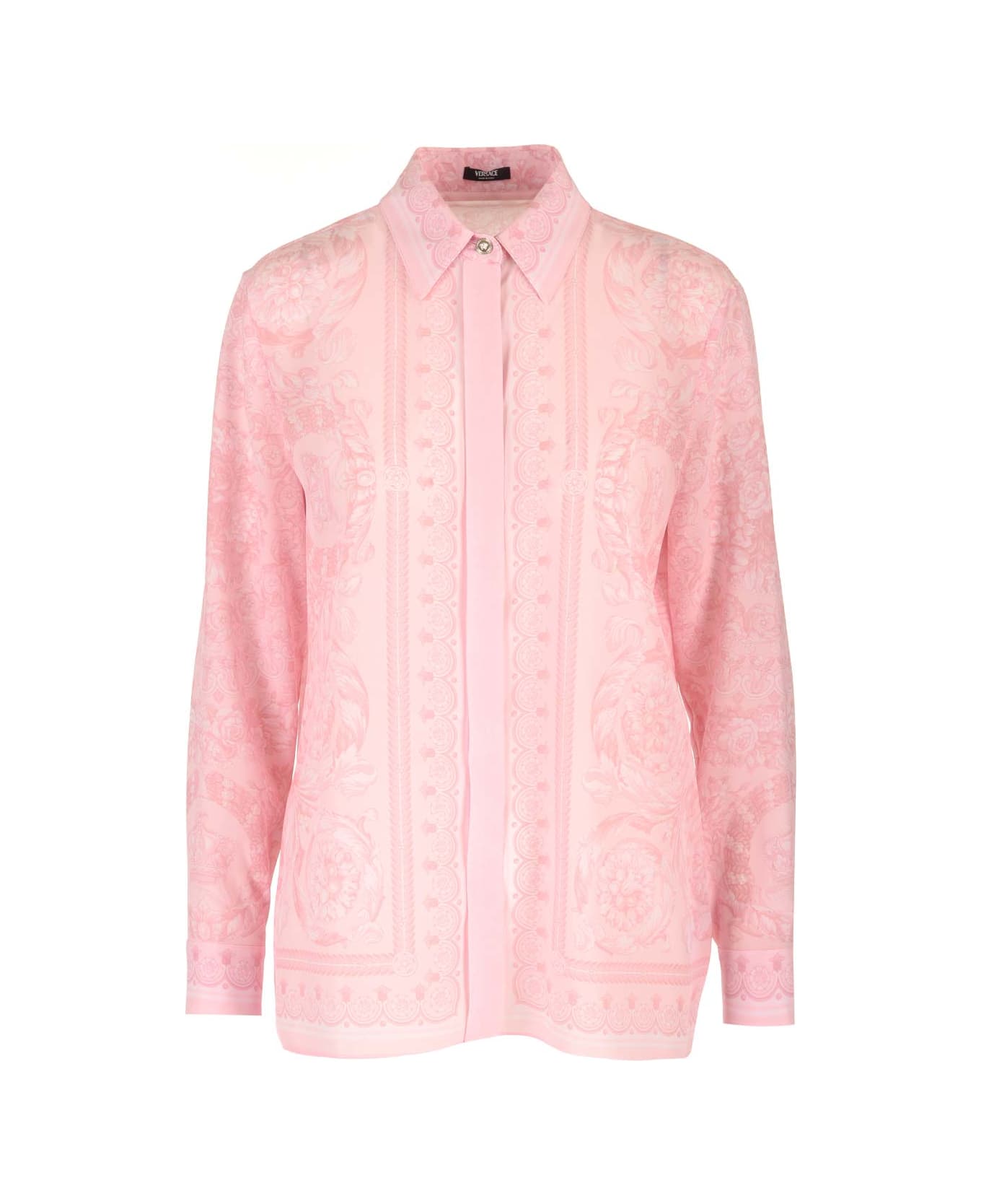 Versace Pink Silk Twill Shirt - Pale Pink