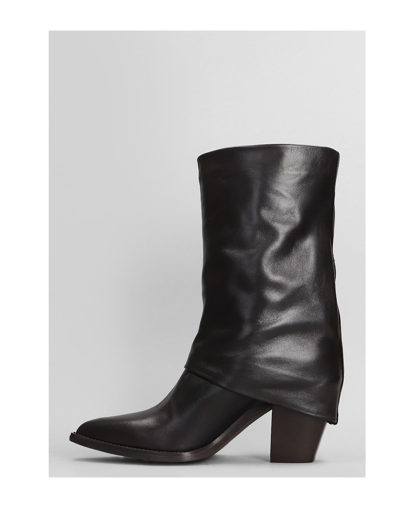 Julie Dee High Heels Ankle Boots In Dark Brown Leather - dark brown