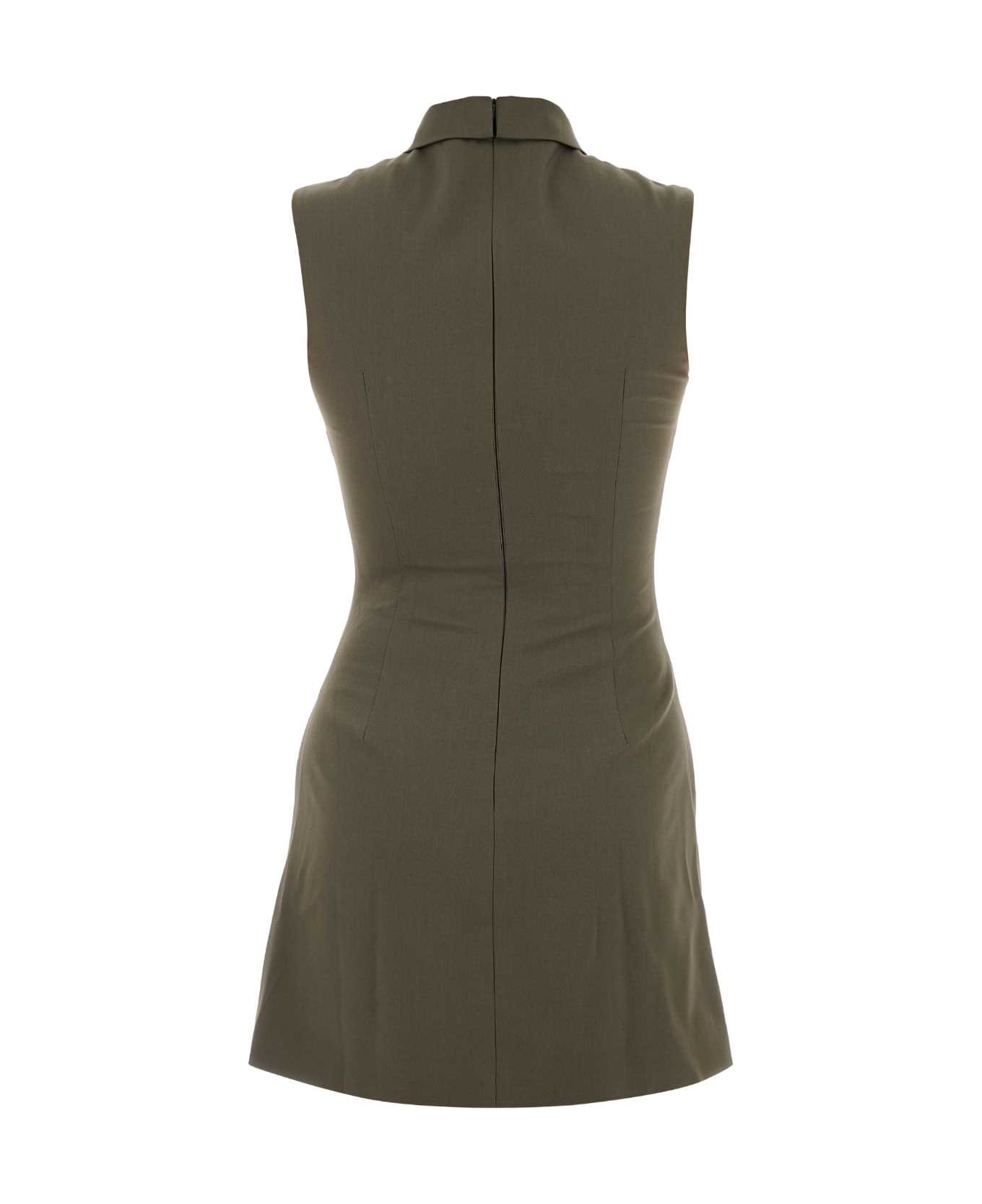 self-portrait Army Green Stretch Polyester Blend Mini Dress - GREEN