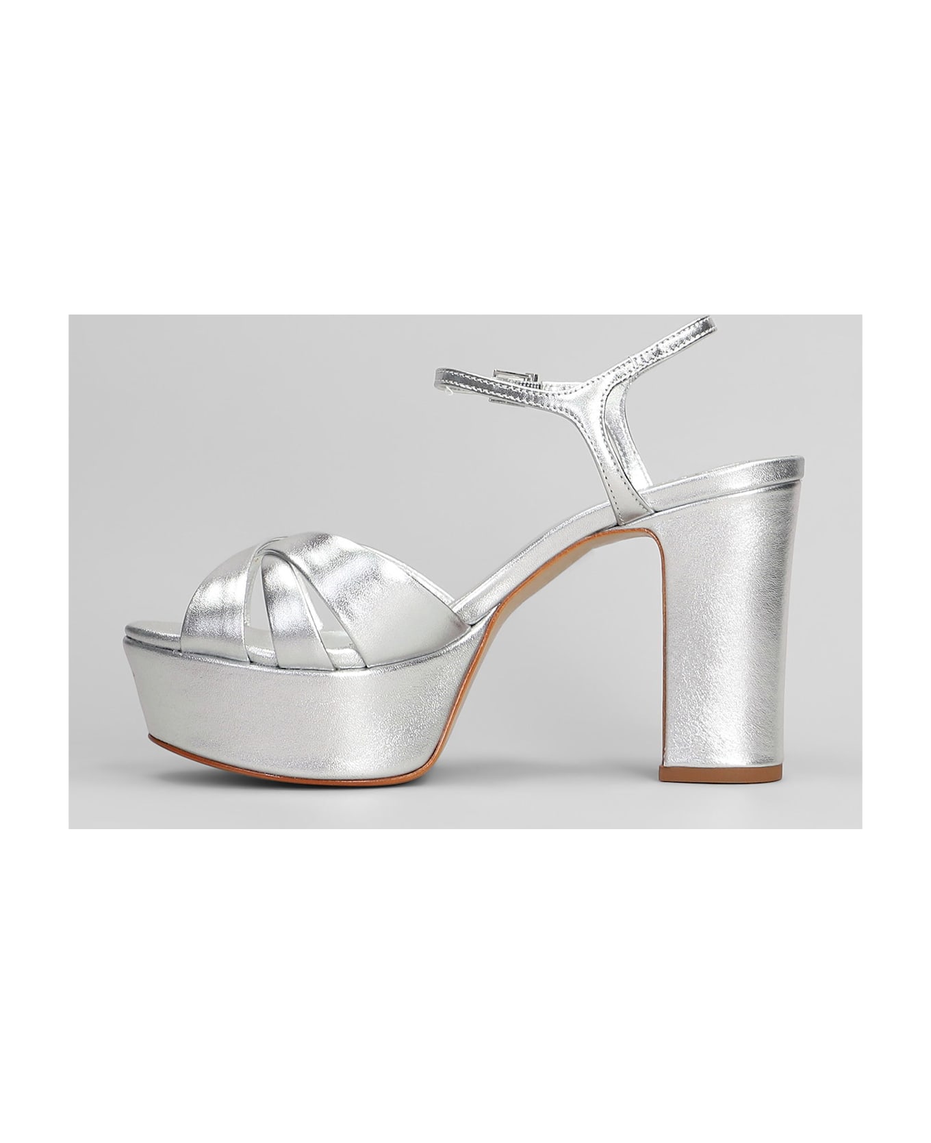 Schutz Sandals In Silver Leather - silver