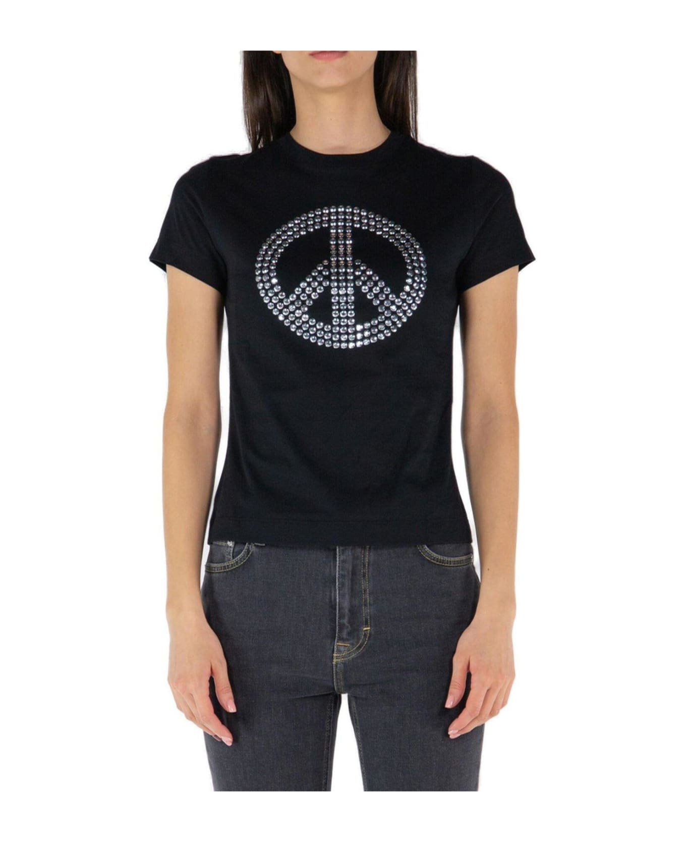 M05CH1N0 Jeans Jeans Peace Sign-motif Crewneck T-shirt - Black