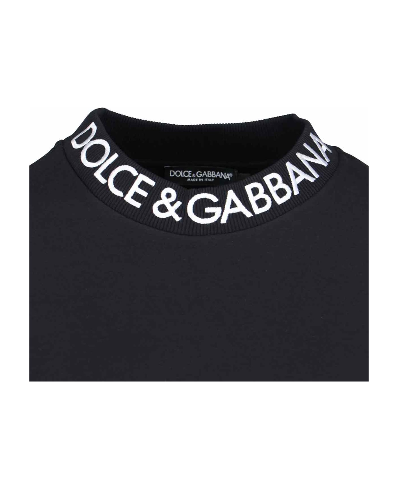 Dolce & Gabbana Cropped Crew Neck Sweatshirt - Black  